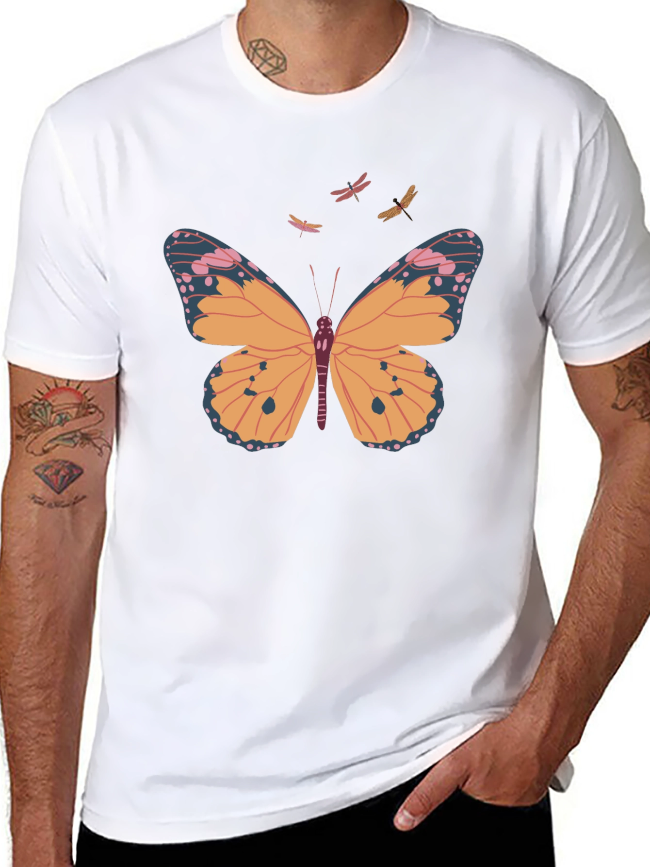 Butterfly Print Crew Neck T-Shirt