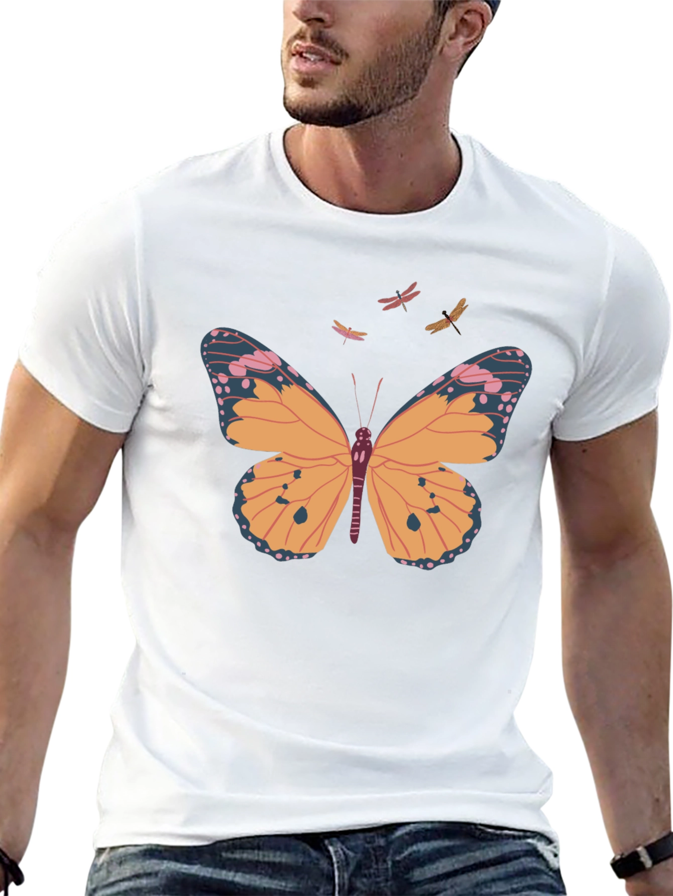 Butterfly Print Crew Neck T-Shirt