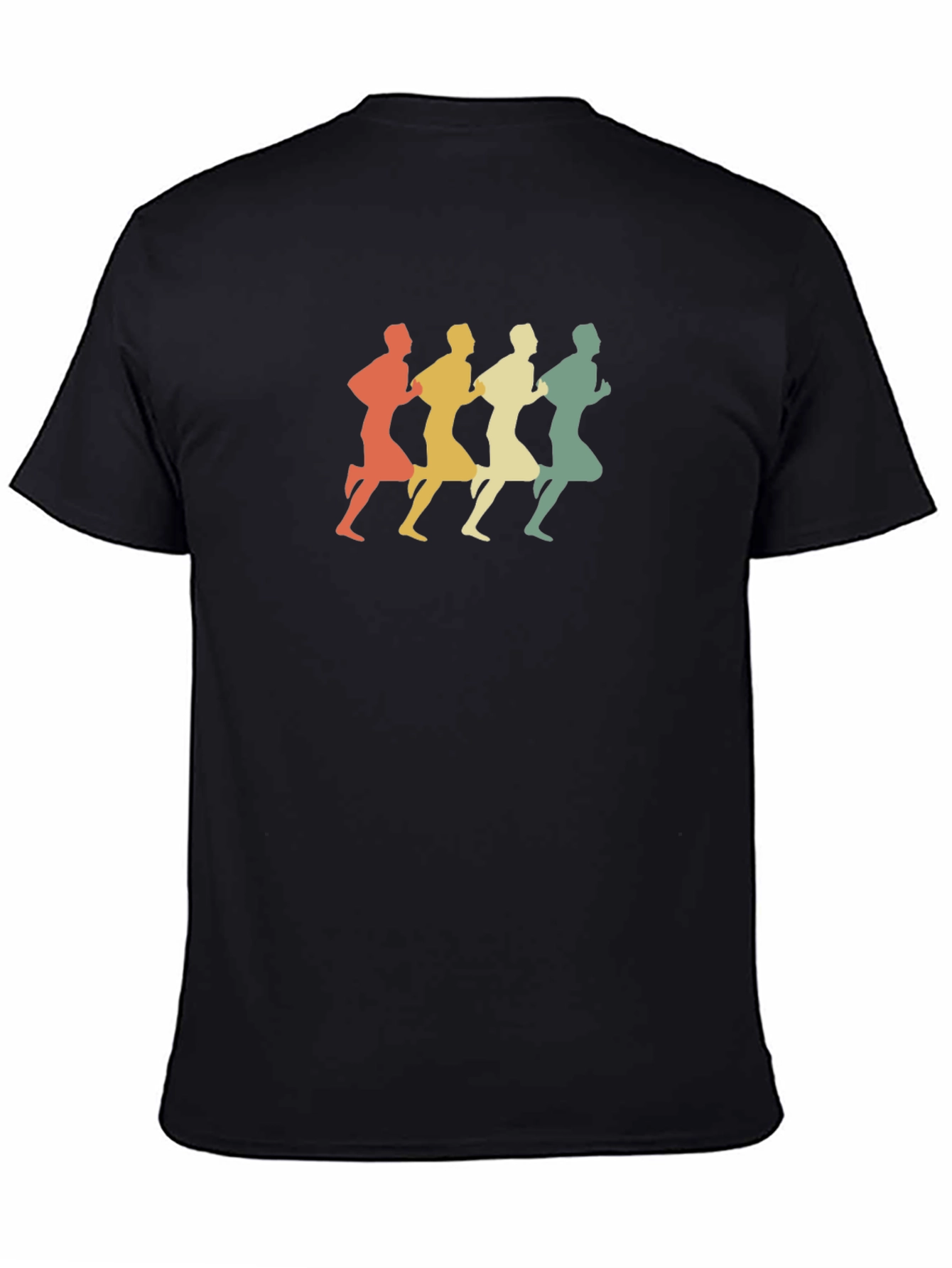Retro Runner Graphic Tee - Black Cotton Blend T-Shirt