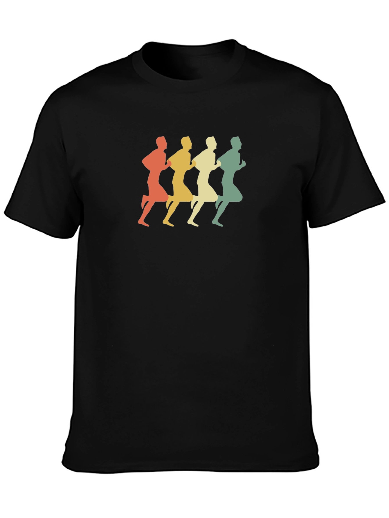 Retro Runner Graphic Tee - Black Cotton Blend T-Shirt