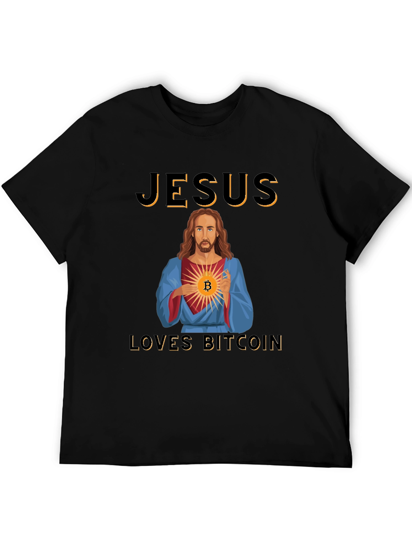 Jesus Loves Bitcoin Graphic T-Shirt Crypto Black