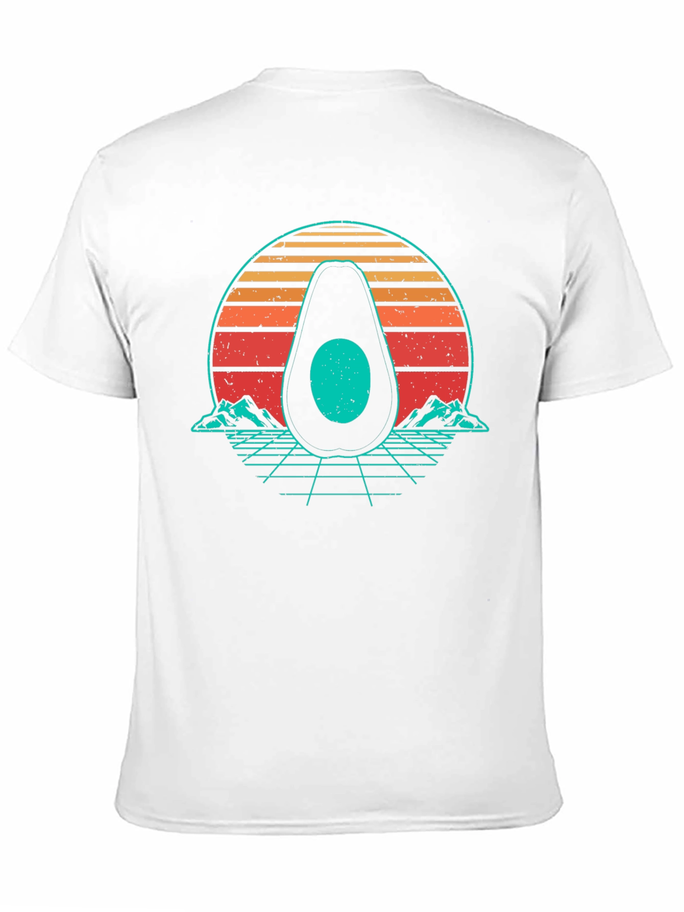 Retro Avocado Graphic Tee - Black Cotton Shirt
