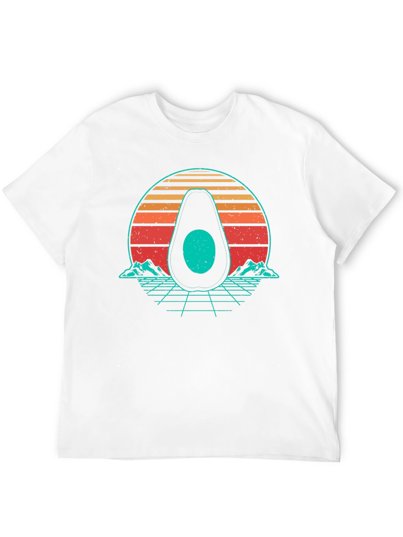 Retro Avocado Graphic Tee - Black Cotton Shirt