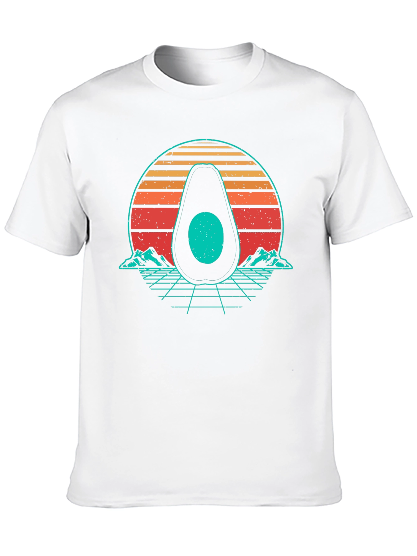 Retro Avocado Graphic Tee - Black Cotton Shirt
