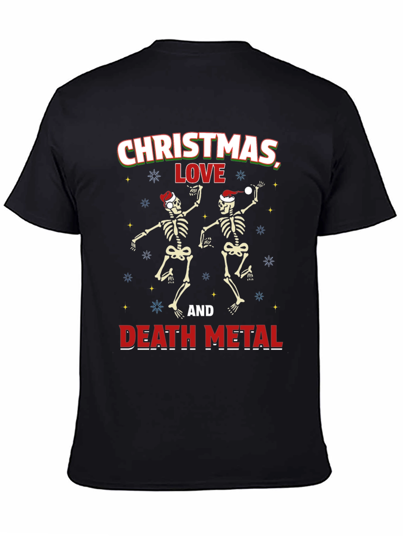 Christmas Love and Death Metal Skeleton T-Shirt