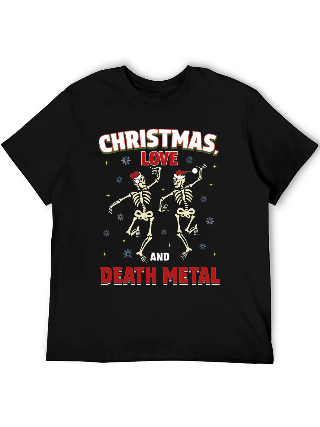 Christmas Love and Death Metal Skeleton T-Shirt