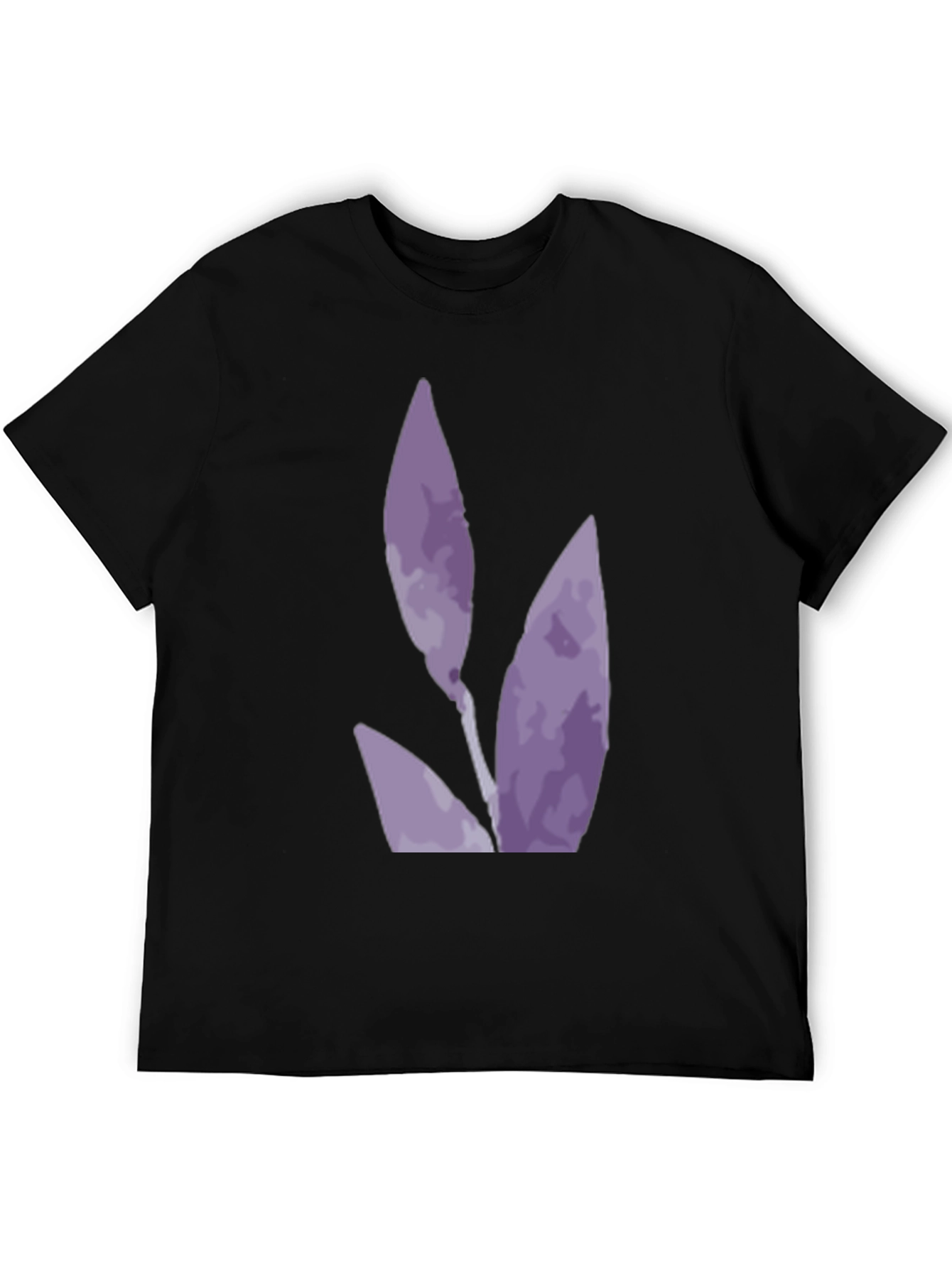 Black T-Shirt with Abstract Purple Floral Design