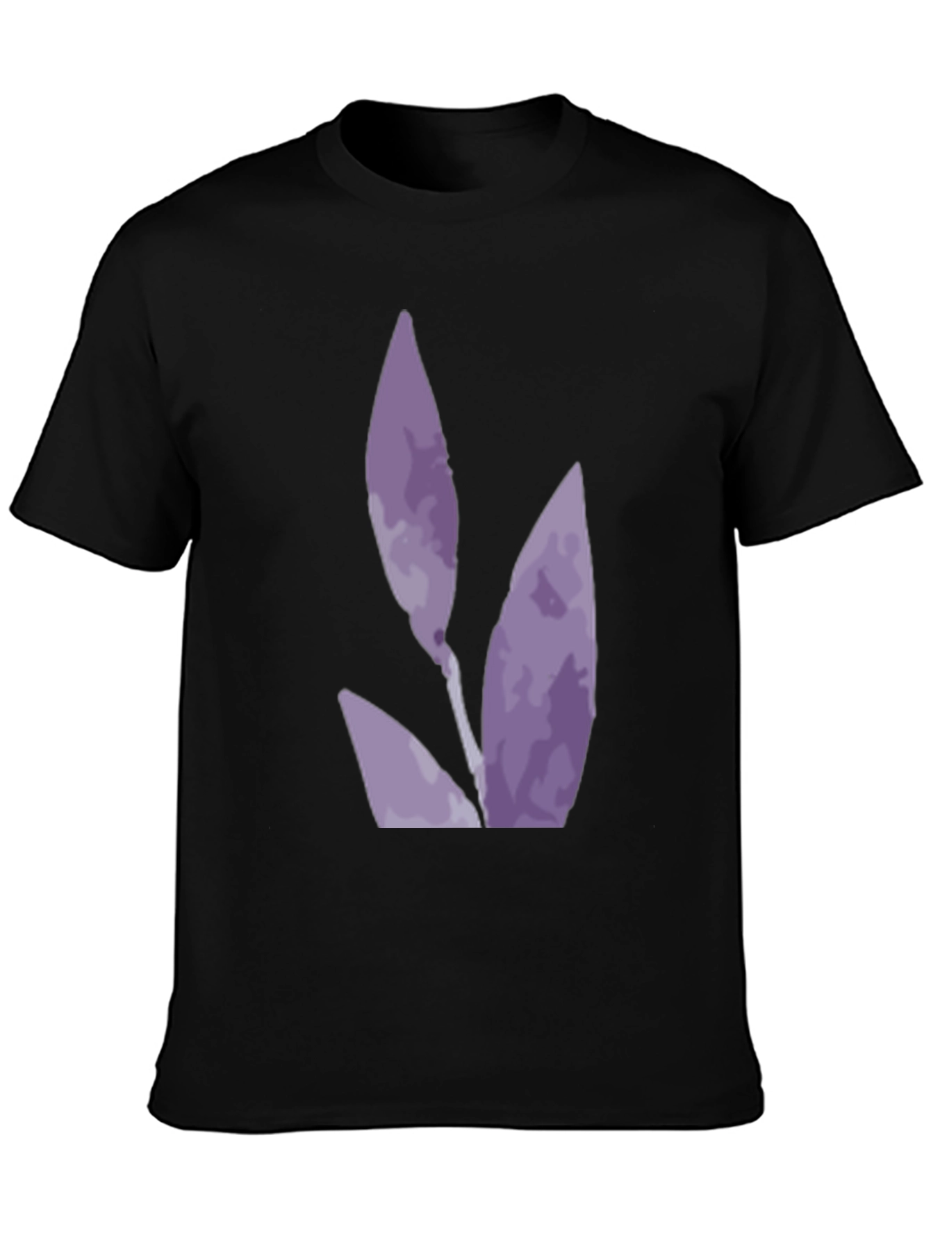 Black T-Shirt with Abstract Purple Floral Design