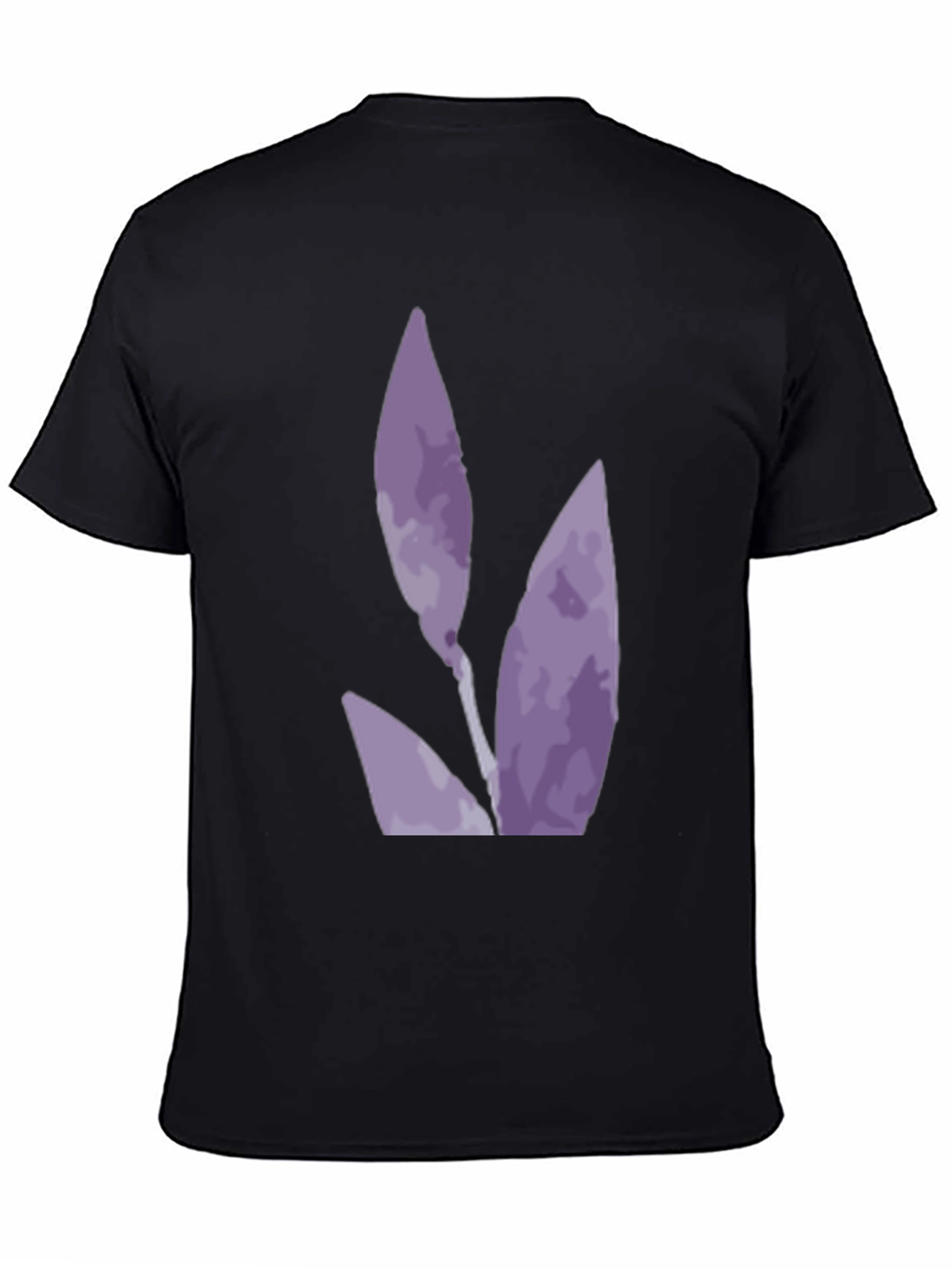 Black T-Shirt with Abstract Purple Floral Design