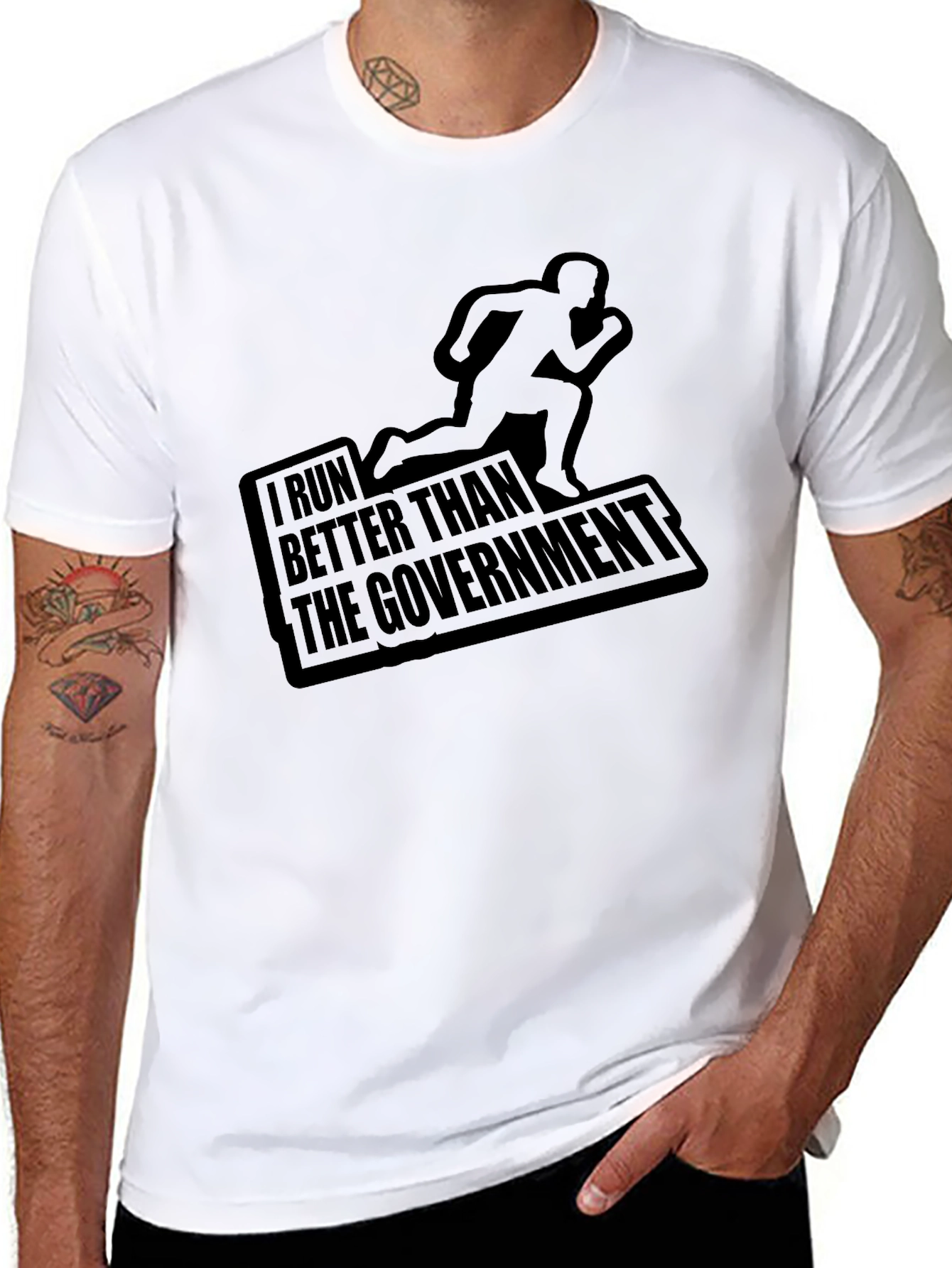 I Run Better Than The Government Black T-Shirt