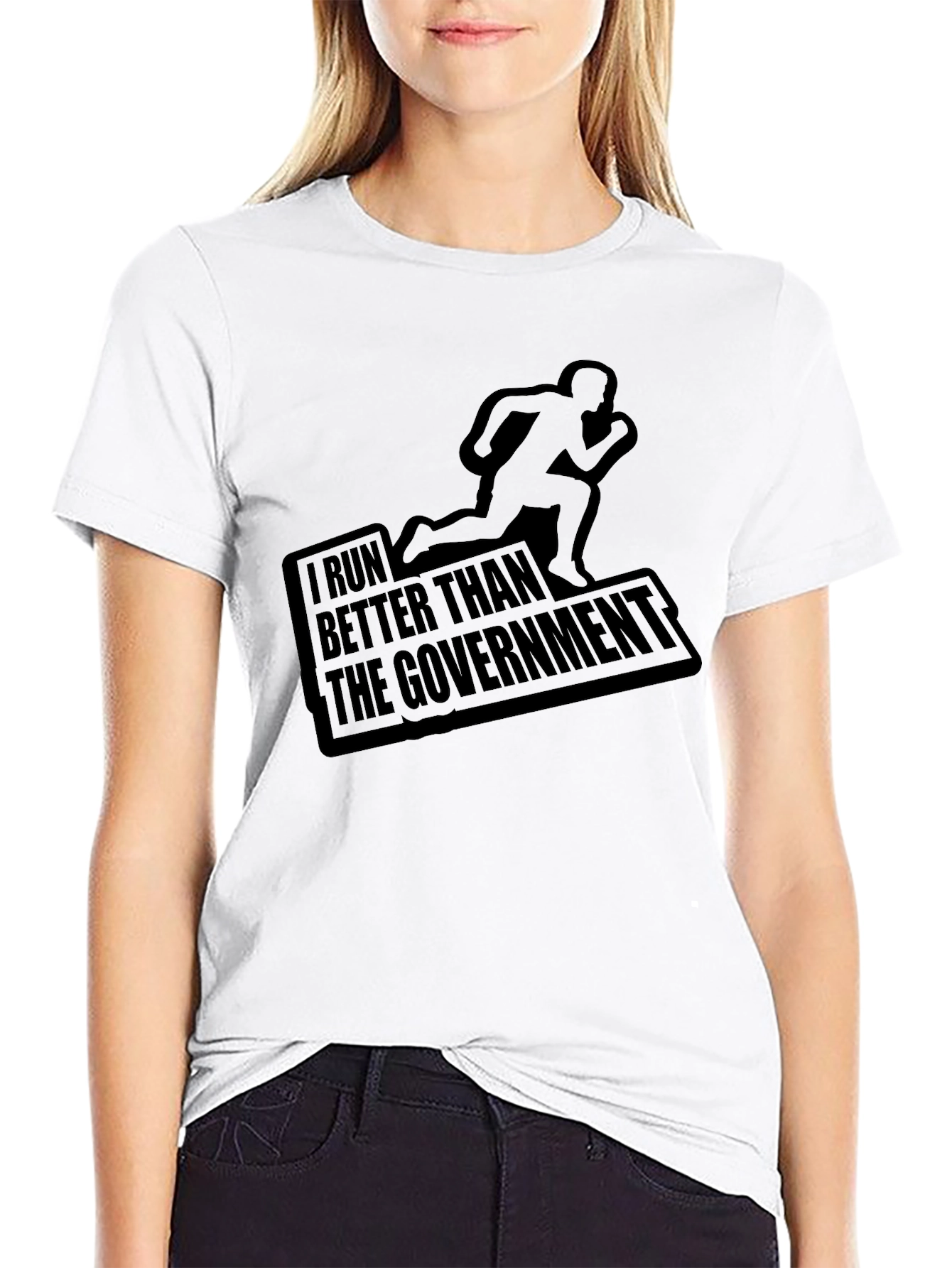 I Run Better Than The Government Black T-Shirt