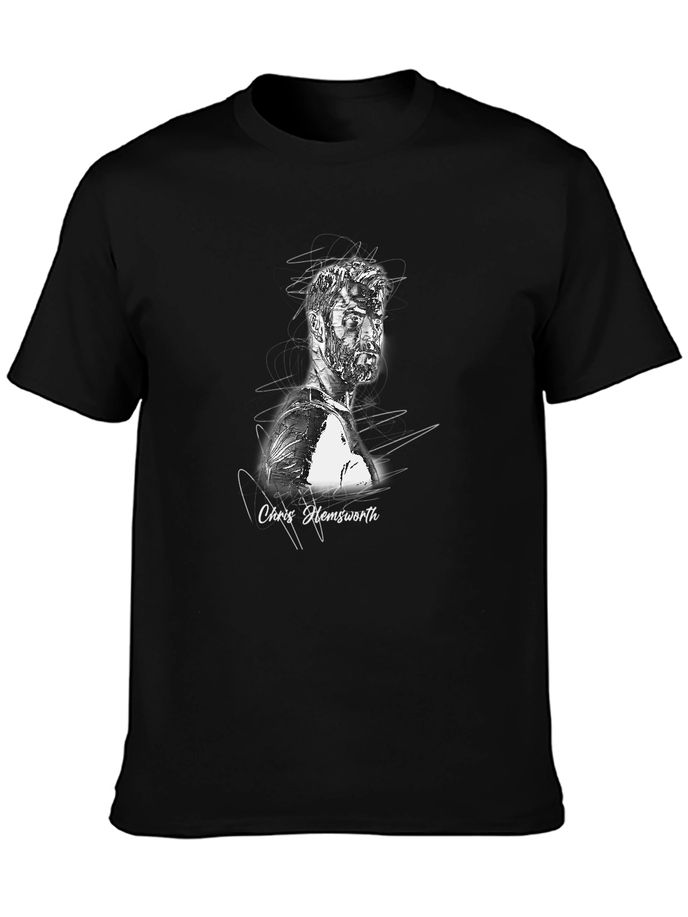 Chris Hemsworth Sketch Graphic Tee - Black