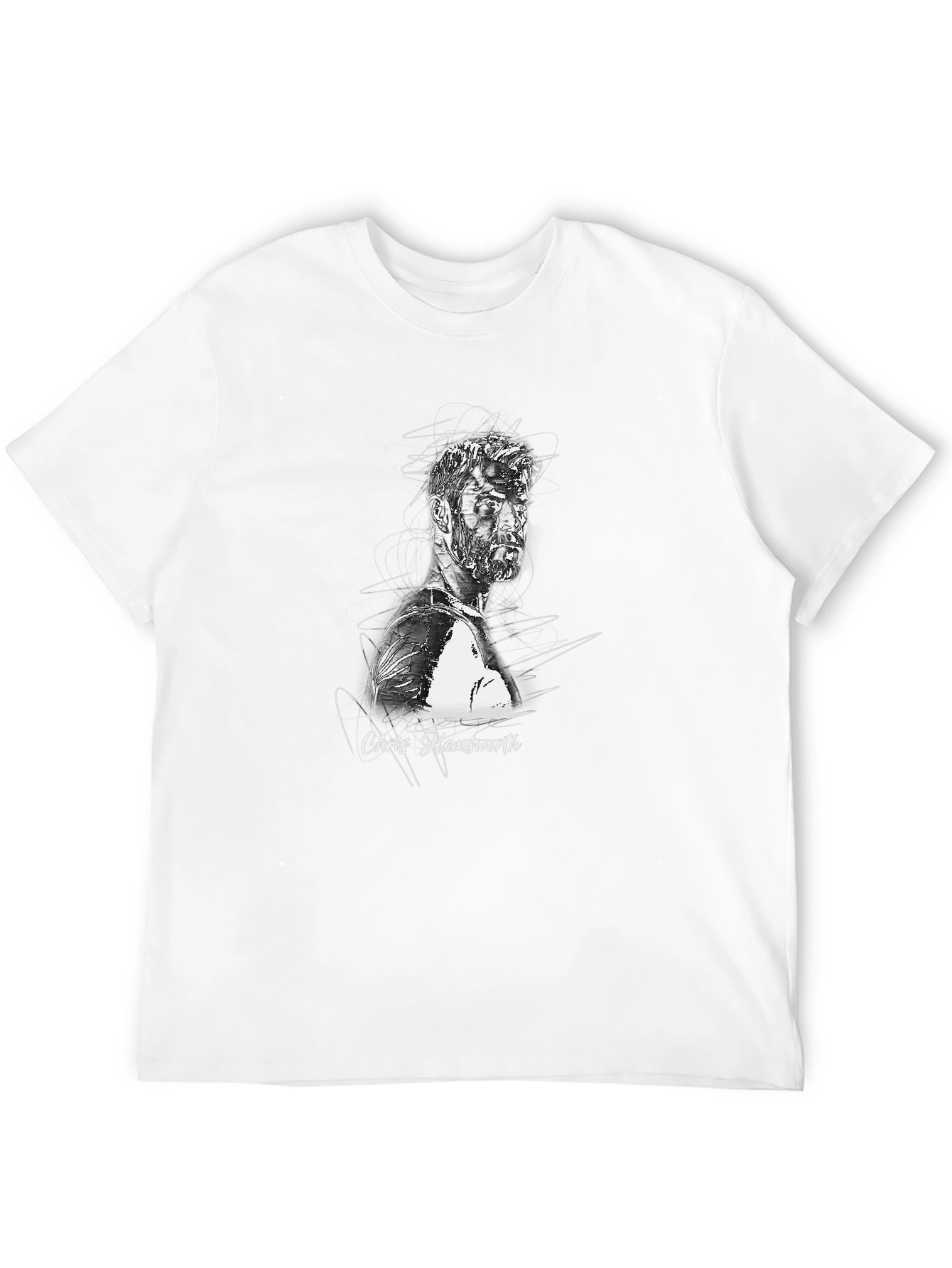 Chris Hemsworth Sketch Graphic Tee - Black