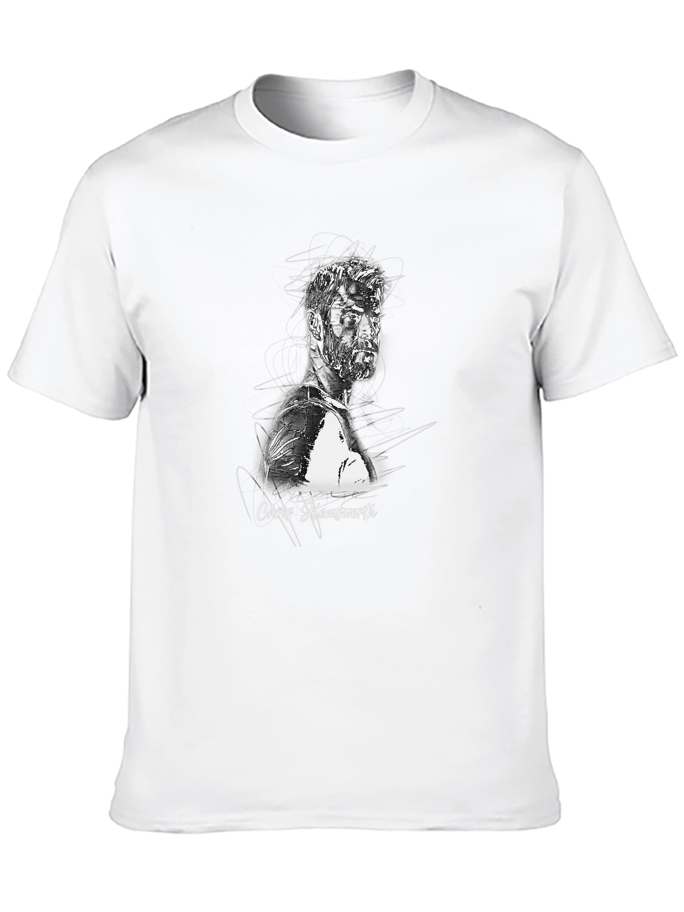 Chris Hemsworth Sketch Graphic Tee - Black