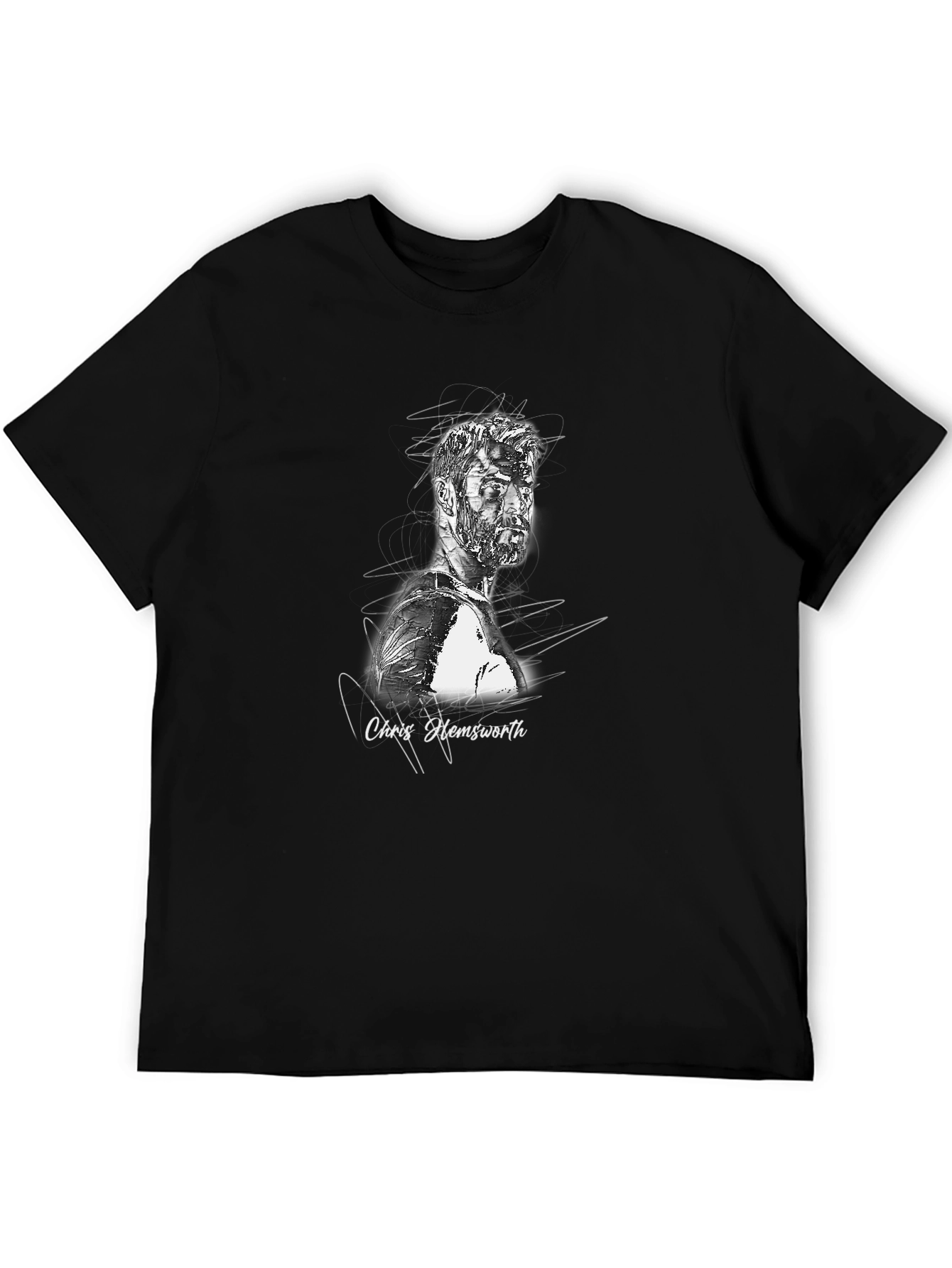 Chris Hemsworth Sketch Graphic Tee - Black