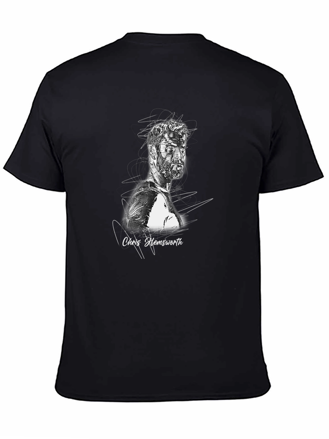Chris Hemsworth Sketch Graphic Tee - Black