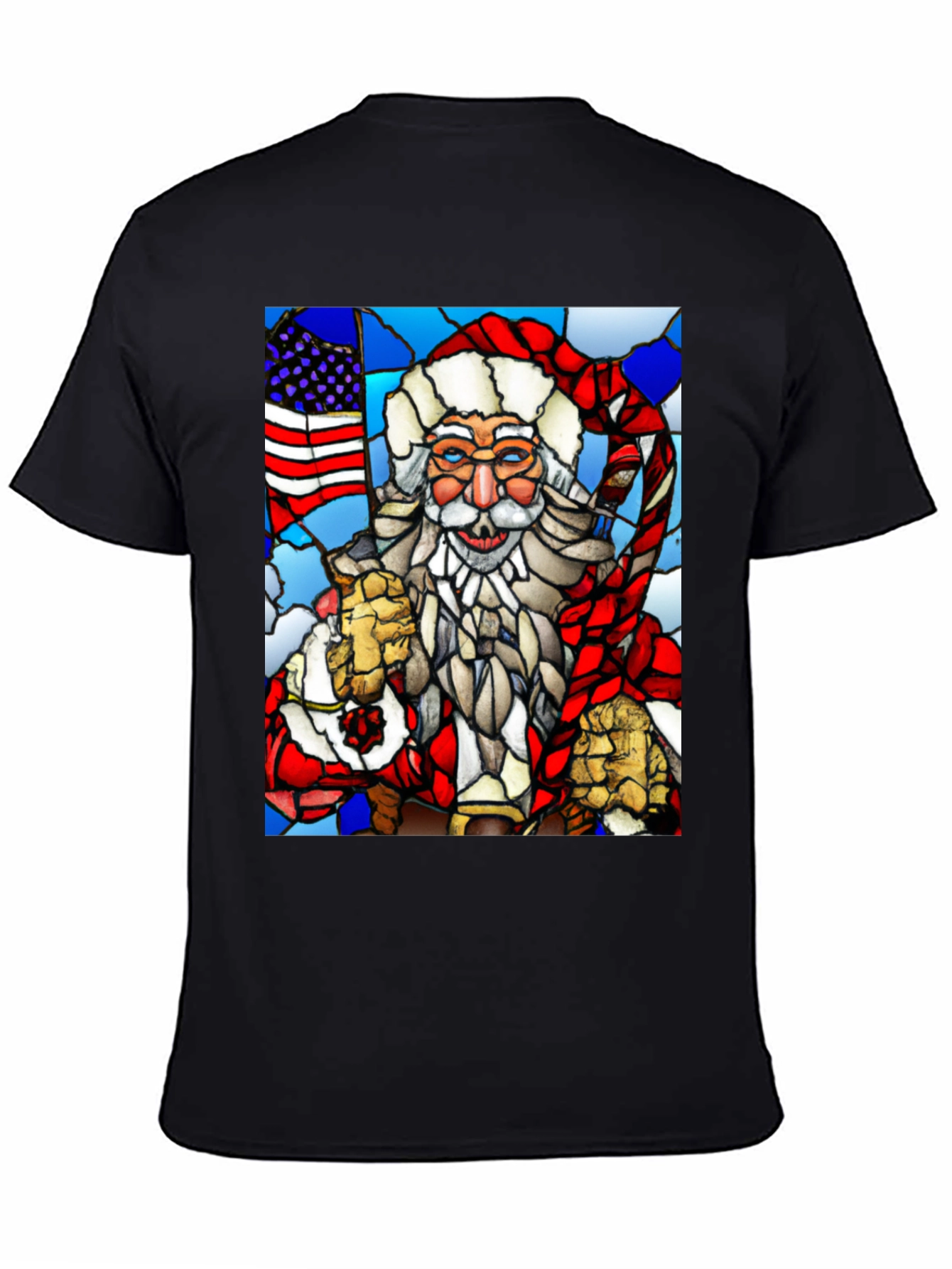Patriotic Santa Stained Glass T-Shirt