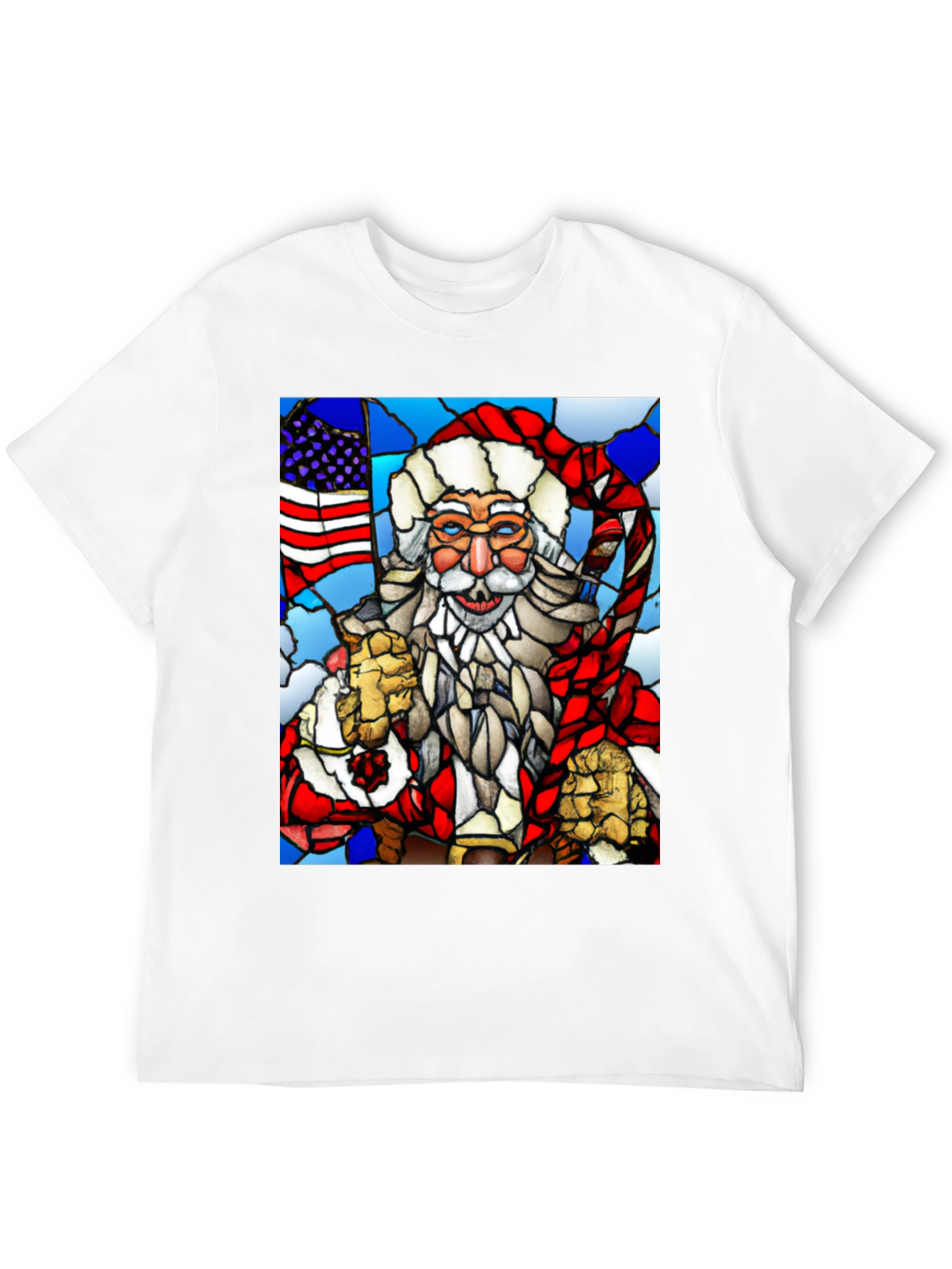 Patriotic Santa Stained Glass T-Shirt