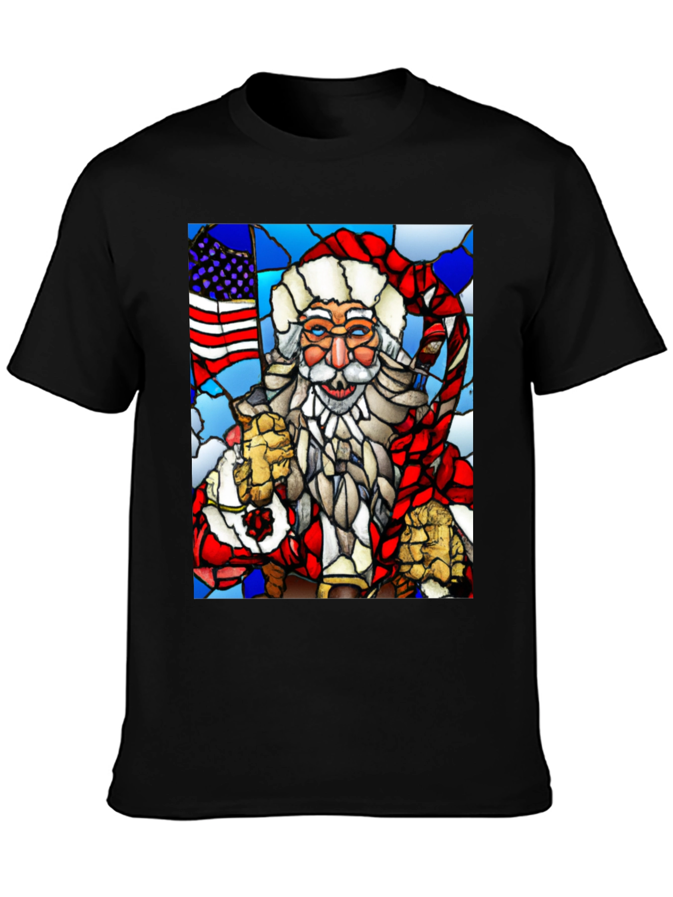 Patriotic Santa Stained Glass T-Shirt