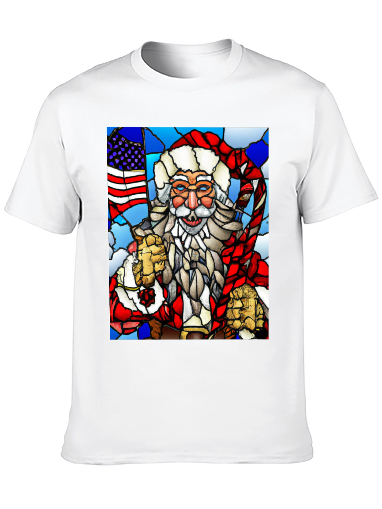 Patriotic Santa Stained Glass T-Shirt