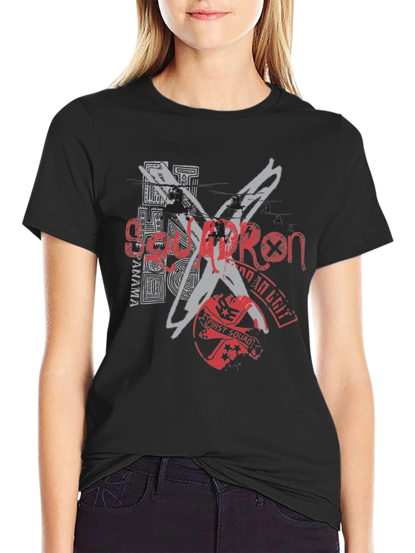 Edgy Graphic Tee: Black T-Shirt with Bold Design