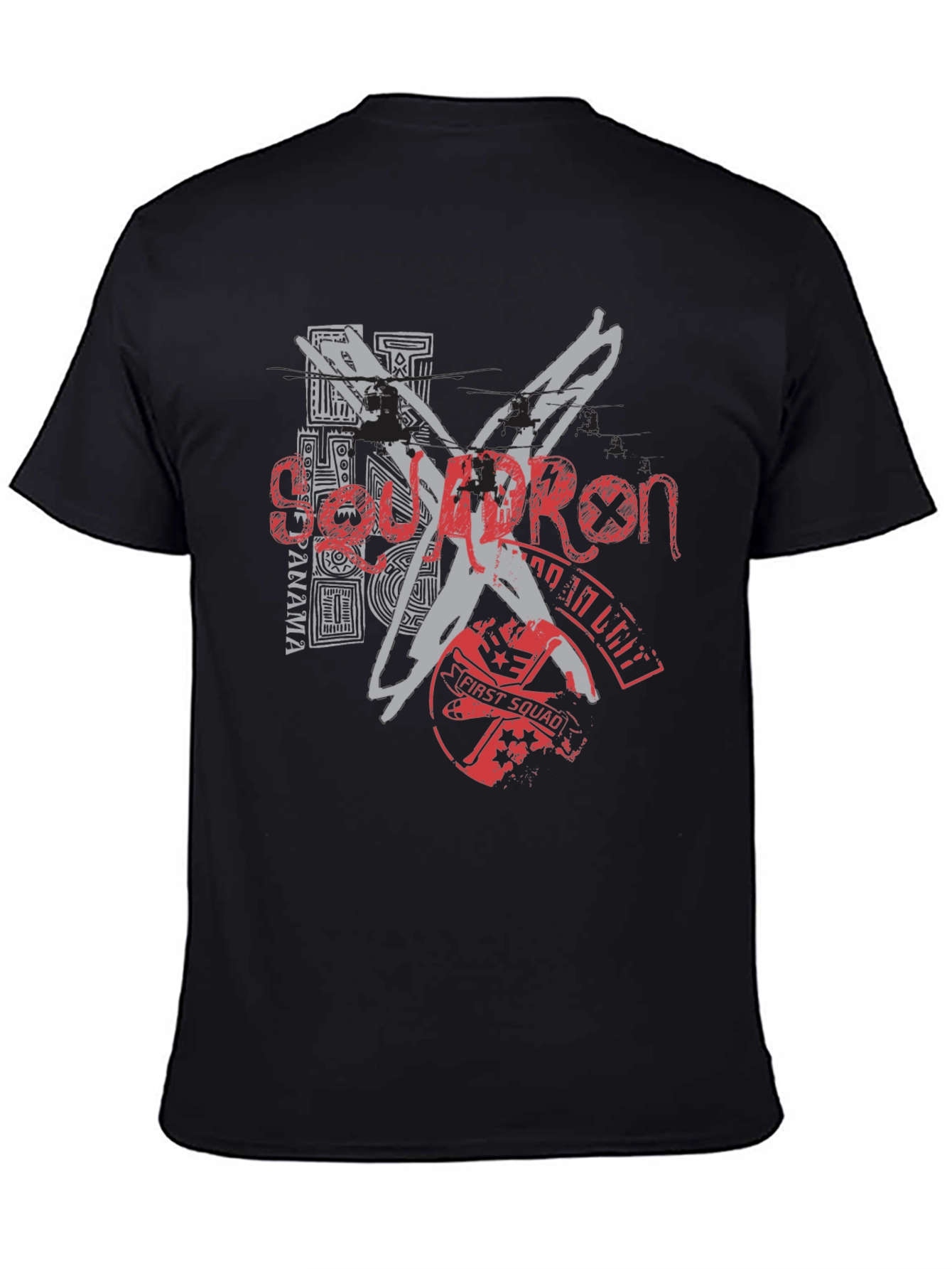 Edgy Graphic Tee: Black T-Shirt with Bold Design