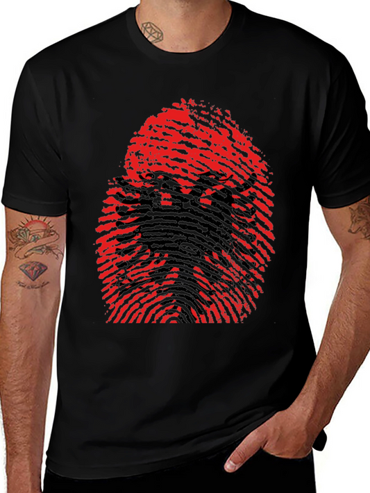 Albanian Eagle Fingerprint Graphic T-Shirt - Black