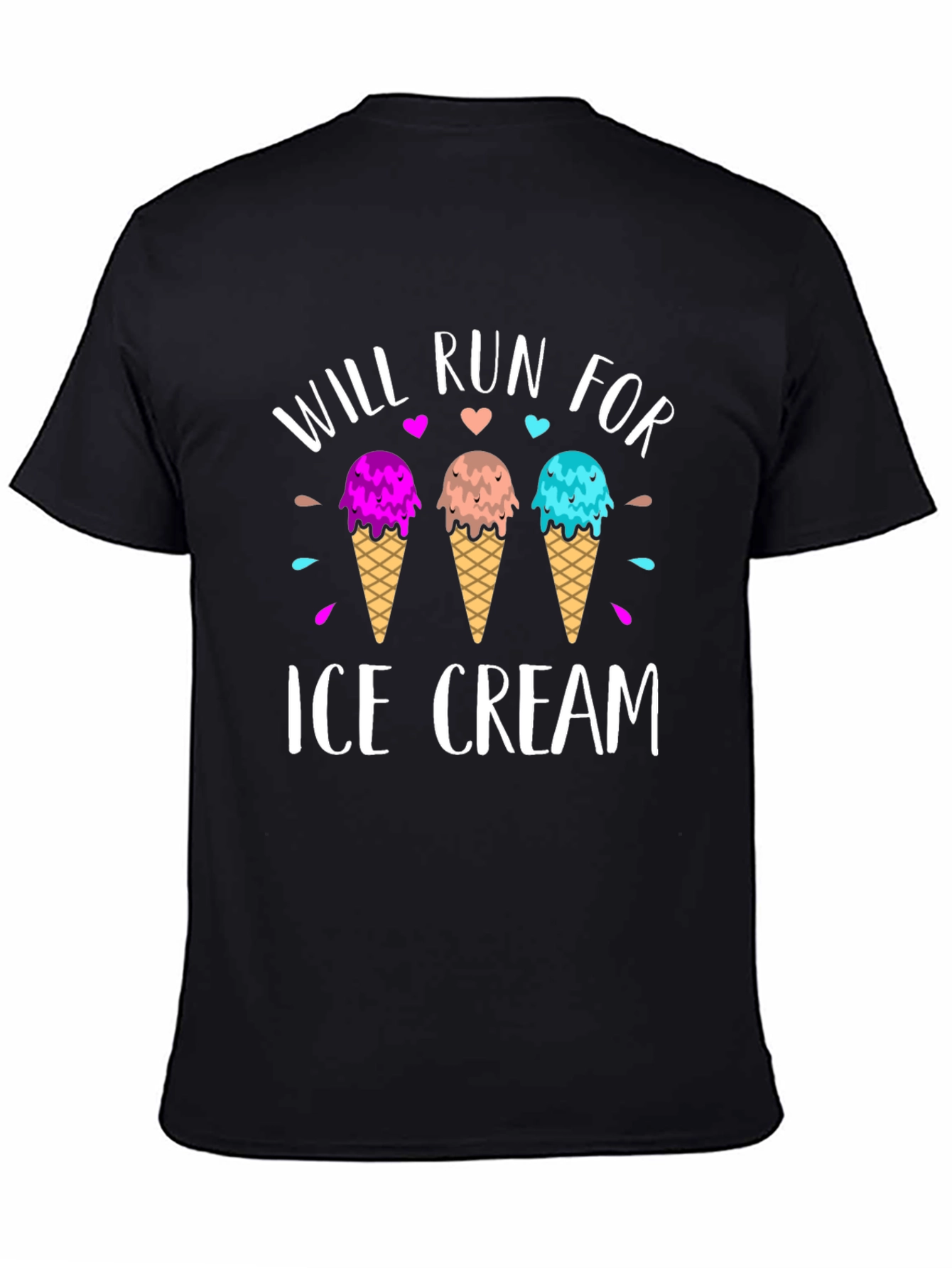Will Run For Ice Cream Black T-Shirt