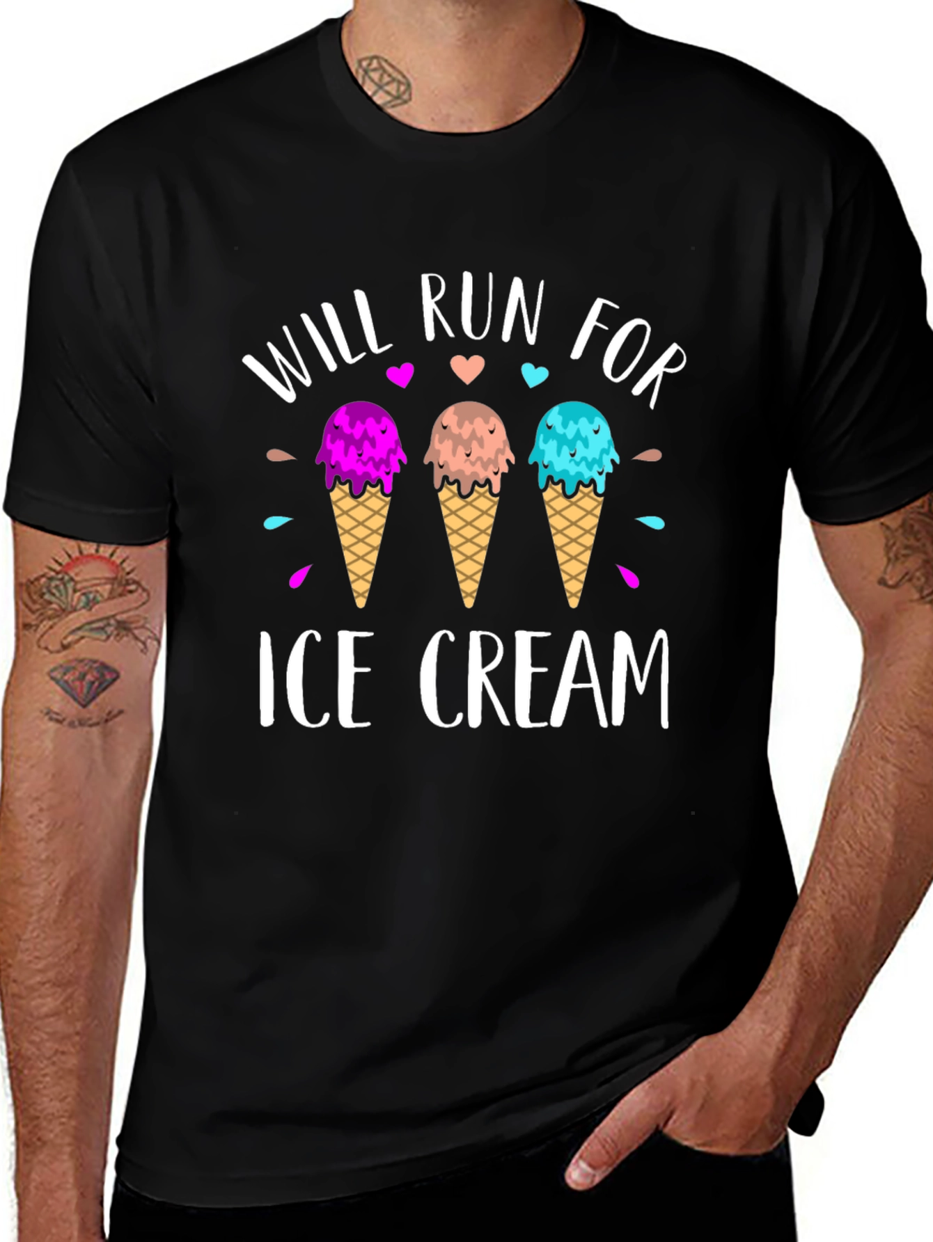 Will Run For Ice Cream Black T-Shirt