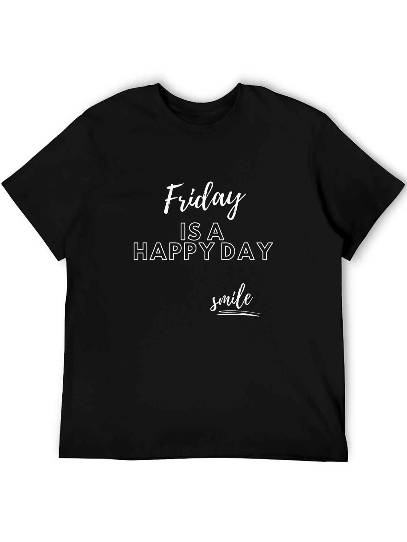 Friday Happy Day Smile Black T-Shirt