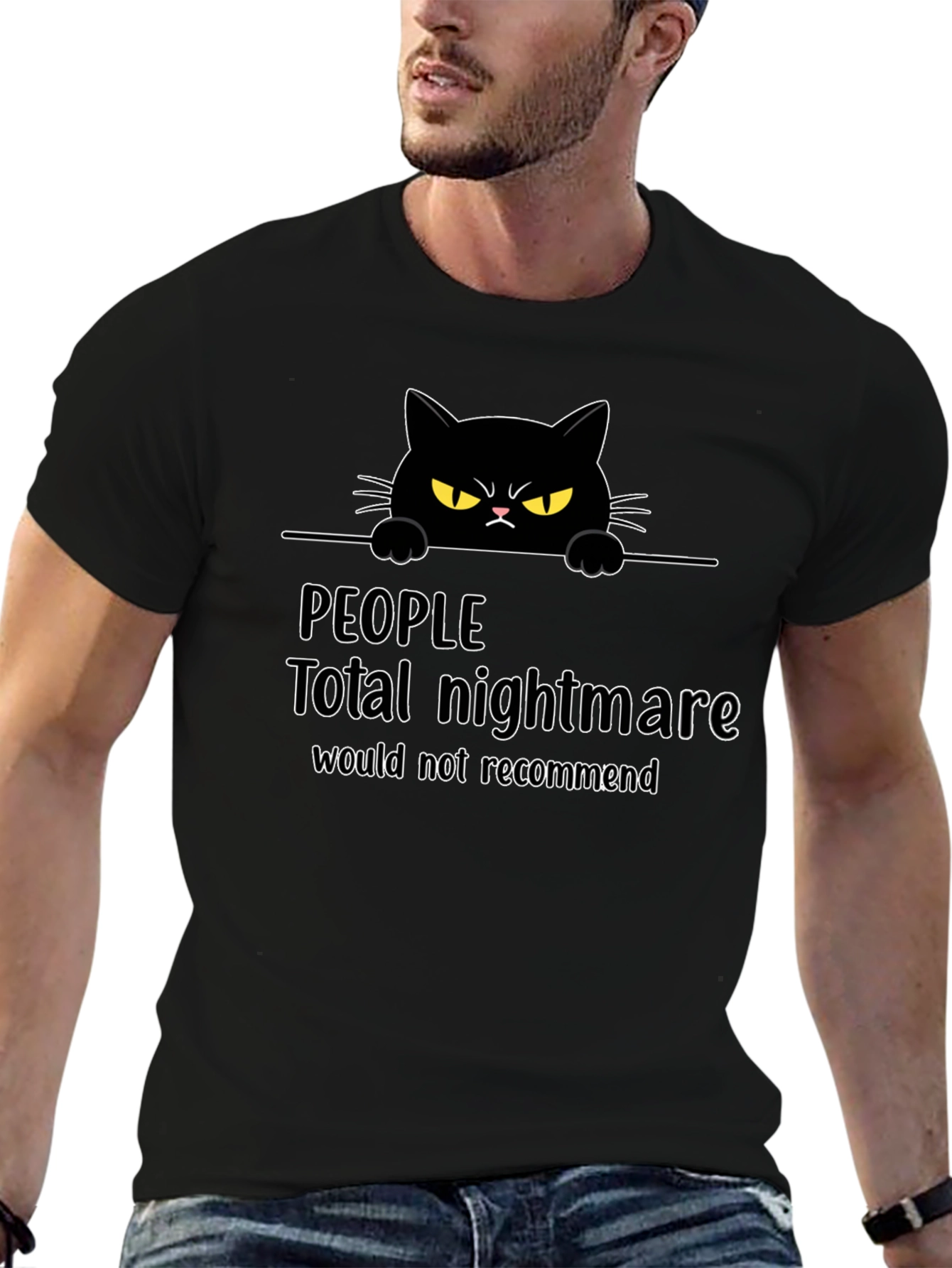 Funny Cat Graphic T-Shirt: Total Nightmare