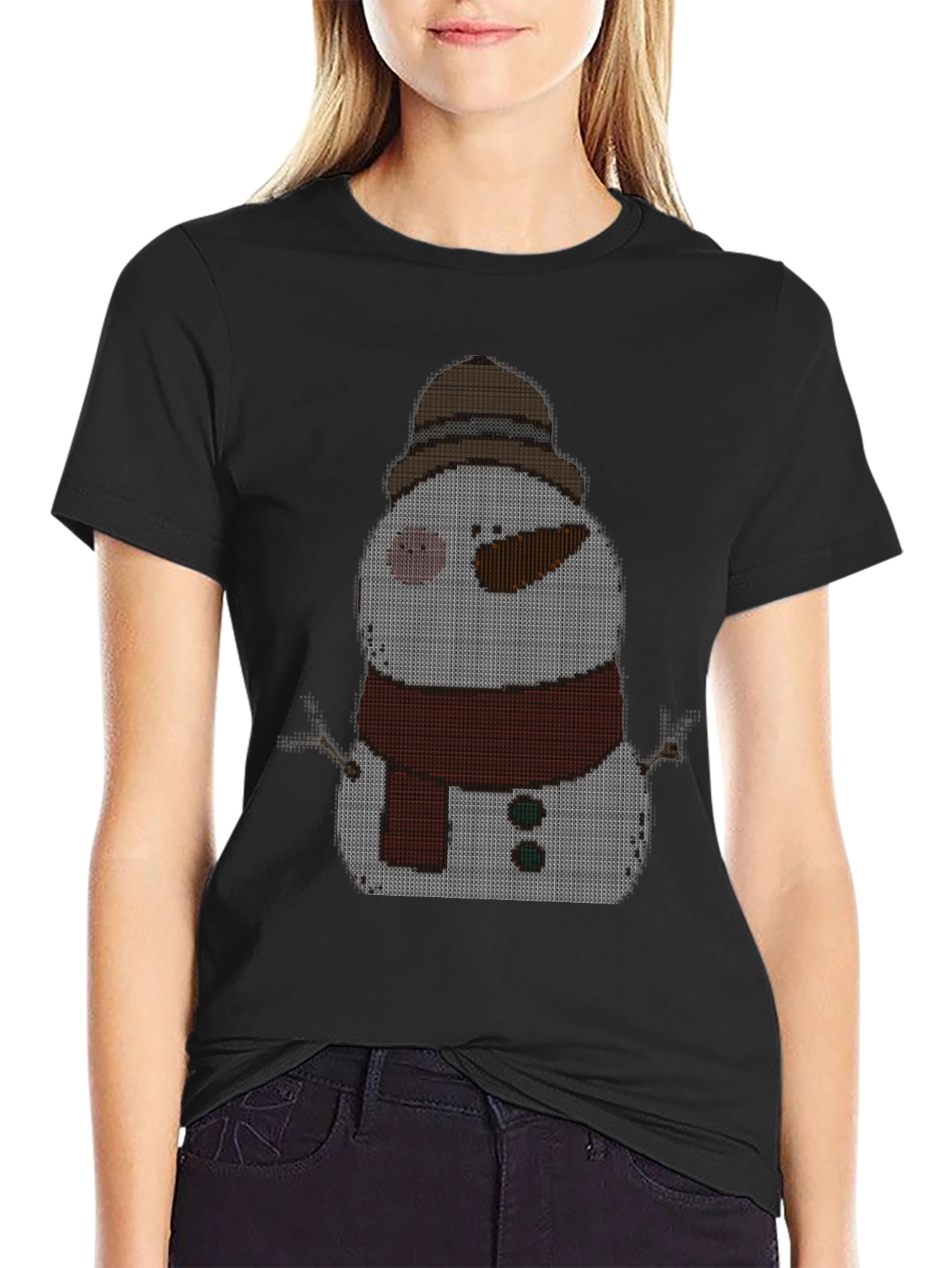 Snowman Knit Pattern T-Shirt
