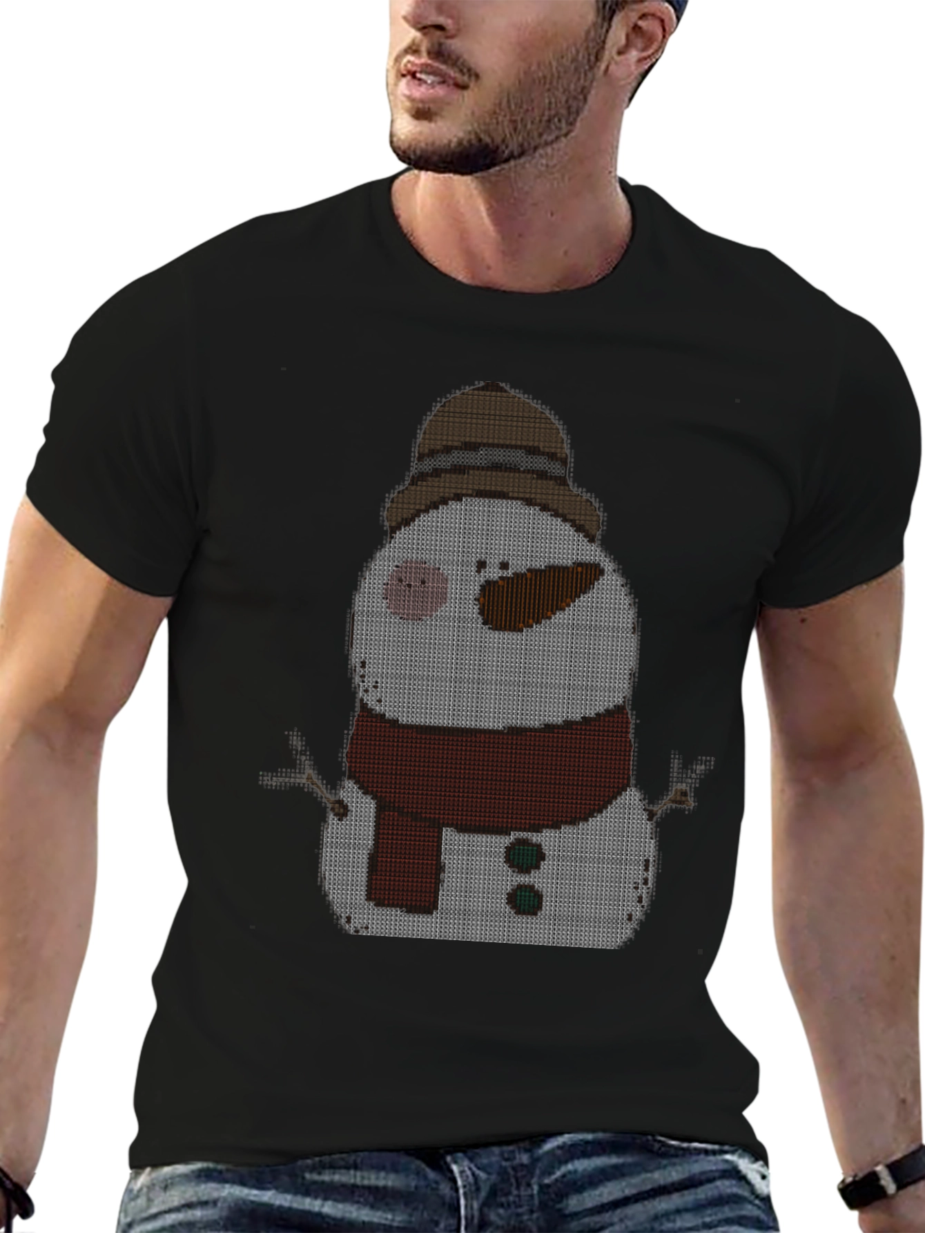 Snowman Knit Pattern T-Shirt