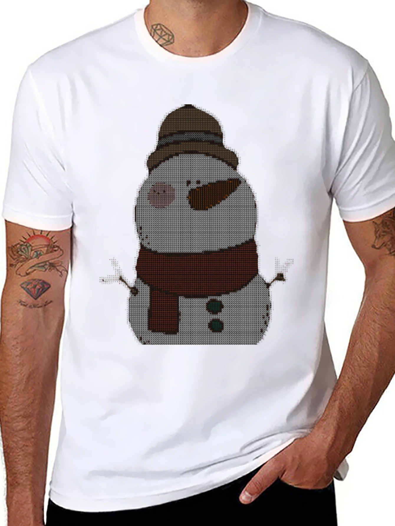 Snowman Knit Pattern T-Shirt