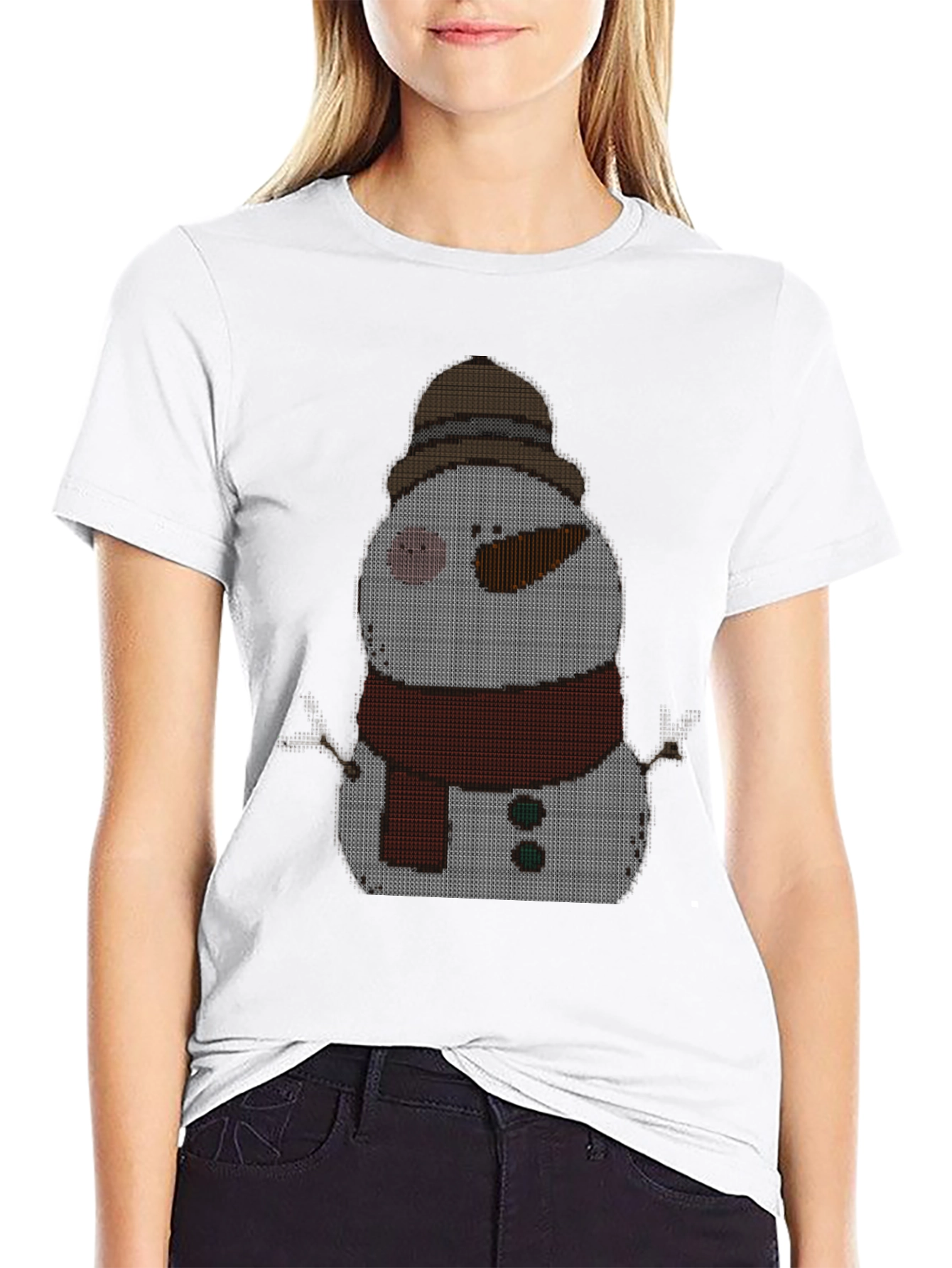 Snowman Knit Pattern T-Shirt