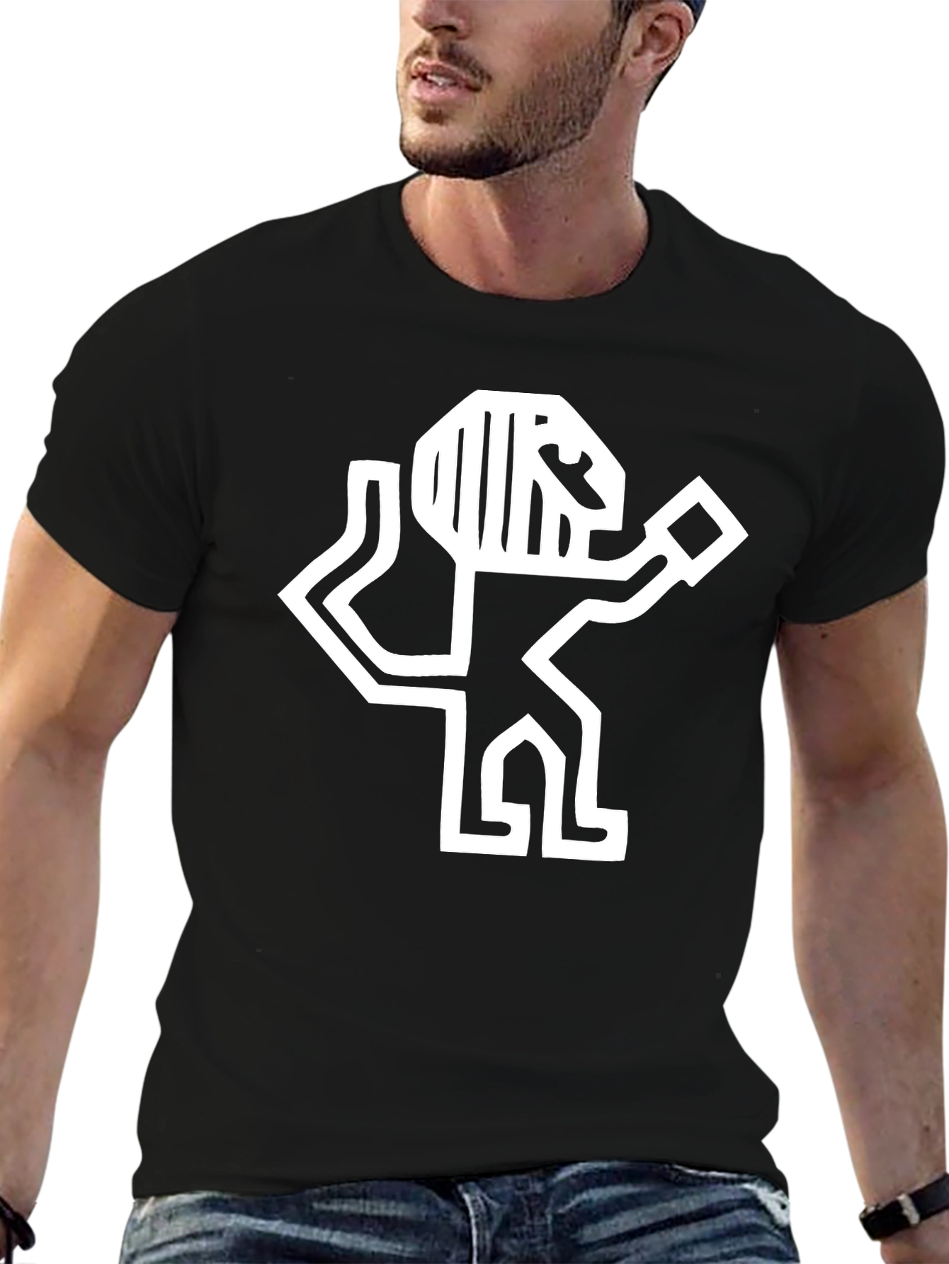 Abstract Graphic Tee - Stylish Black Cotton Shirt