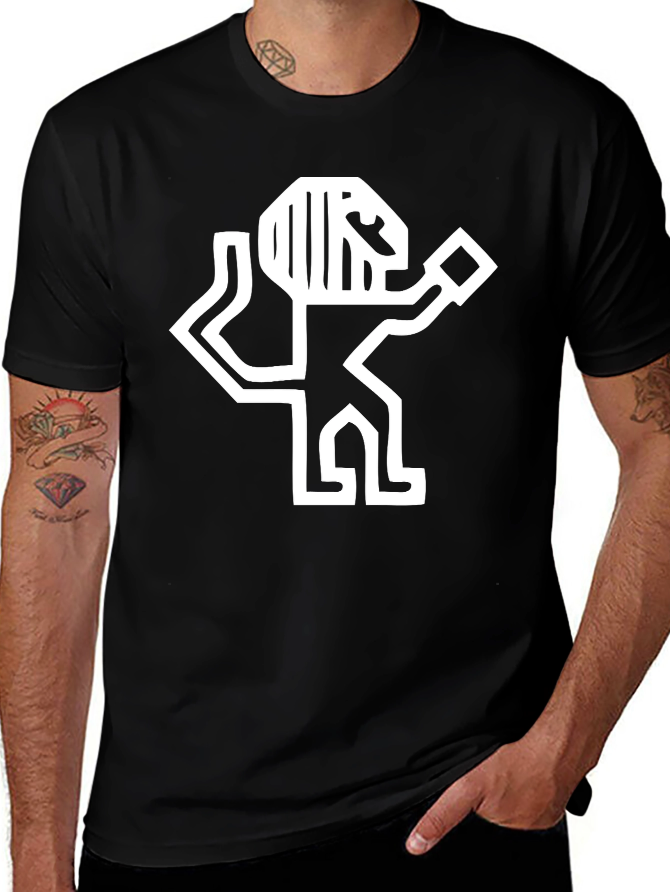 Abstract Graphic Tee - Stylish Black Cotton Shirt
