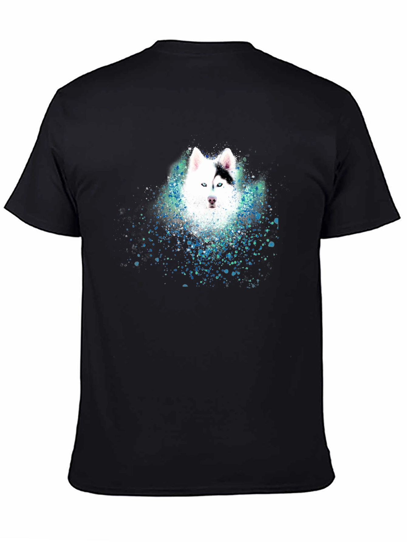 Husky Art Graphic Mens T-Shirt - Black