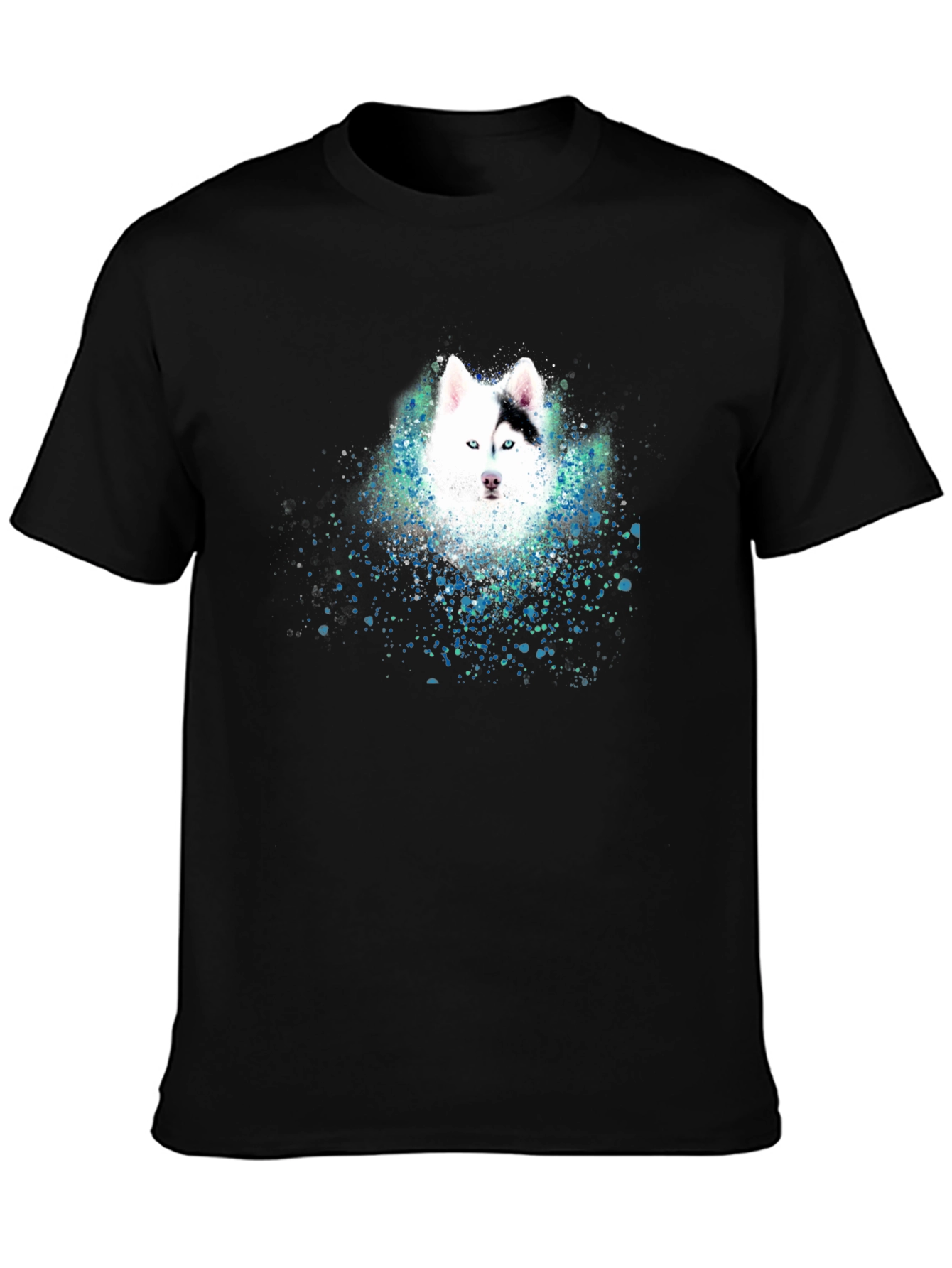 Husky Art Graphic Mens T-Shirt - Black