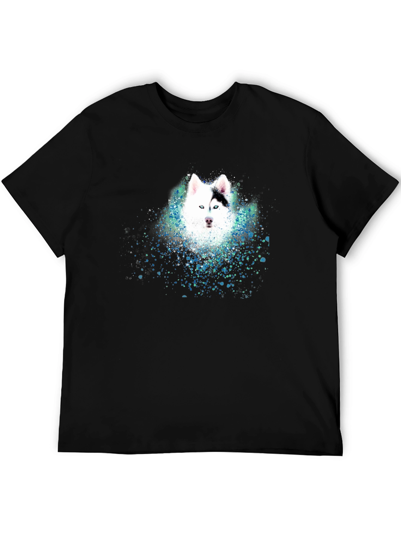 Husky Art Graphic Mens T-Shirt - Black