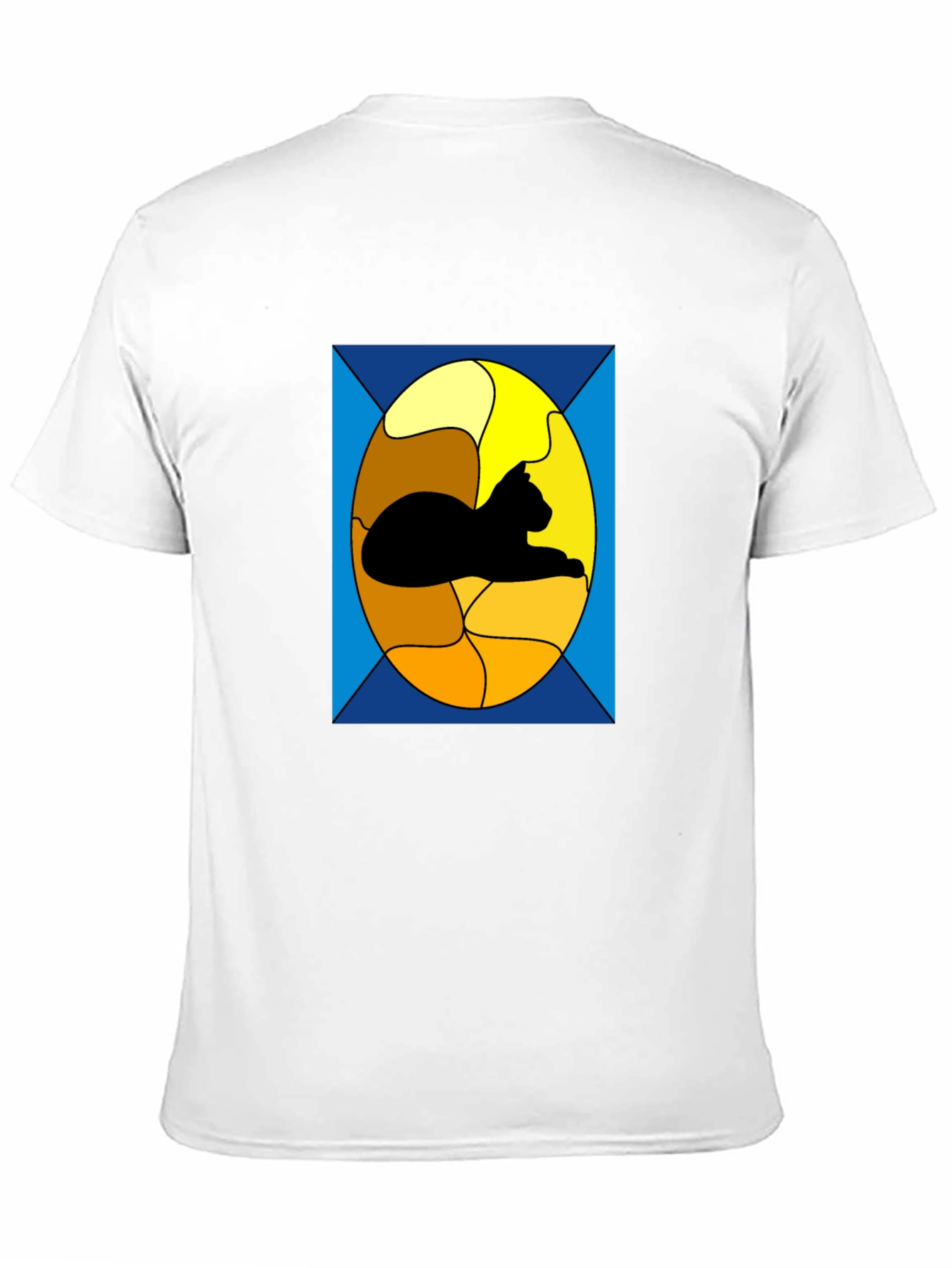 Stained Glass Cat Graphic Tee - Black Casual T-Shirt