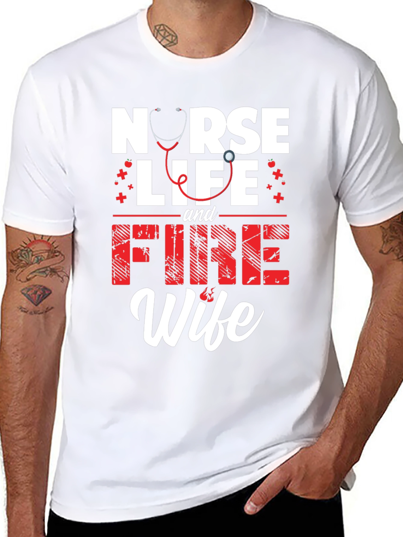Nurse Life & Fire Wife Graphic T-Shirt