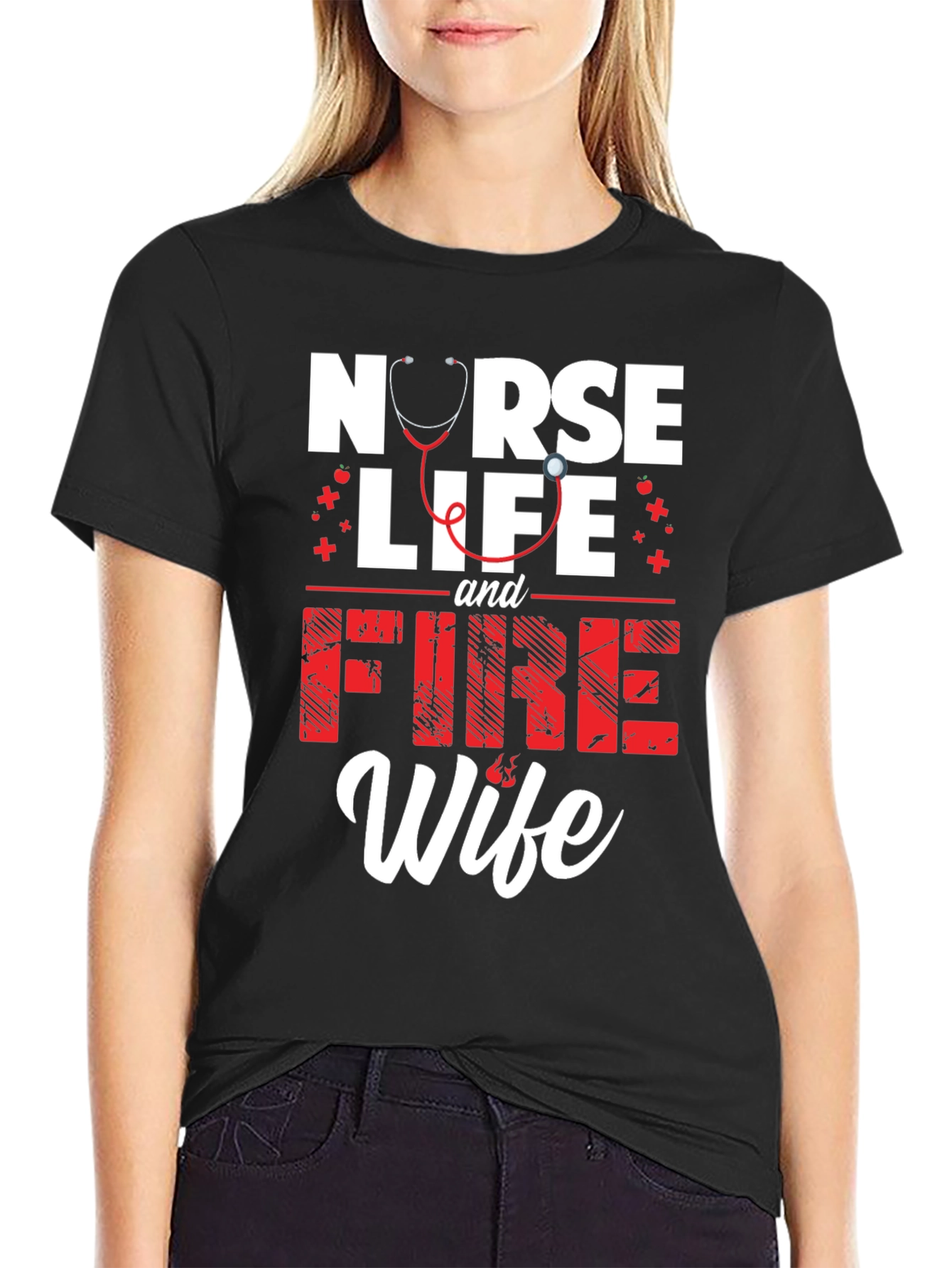 Nurse Life & Fire Wife Graphic T-Shirt