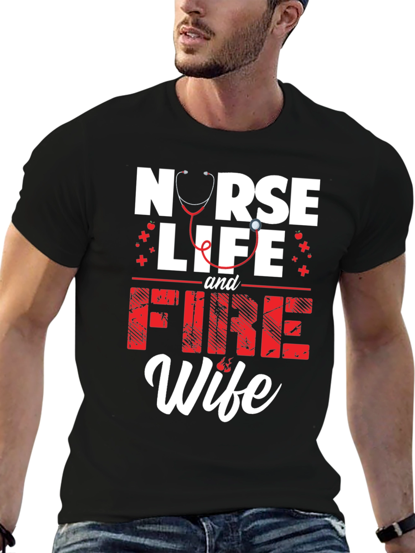 Nurse Life & Fire Wife Graphic T-Shirt