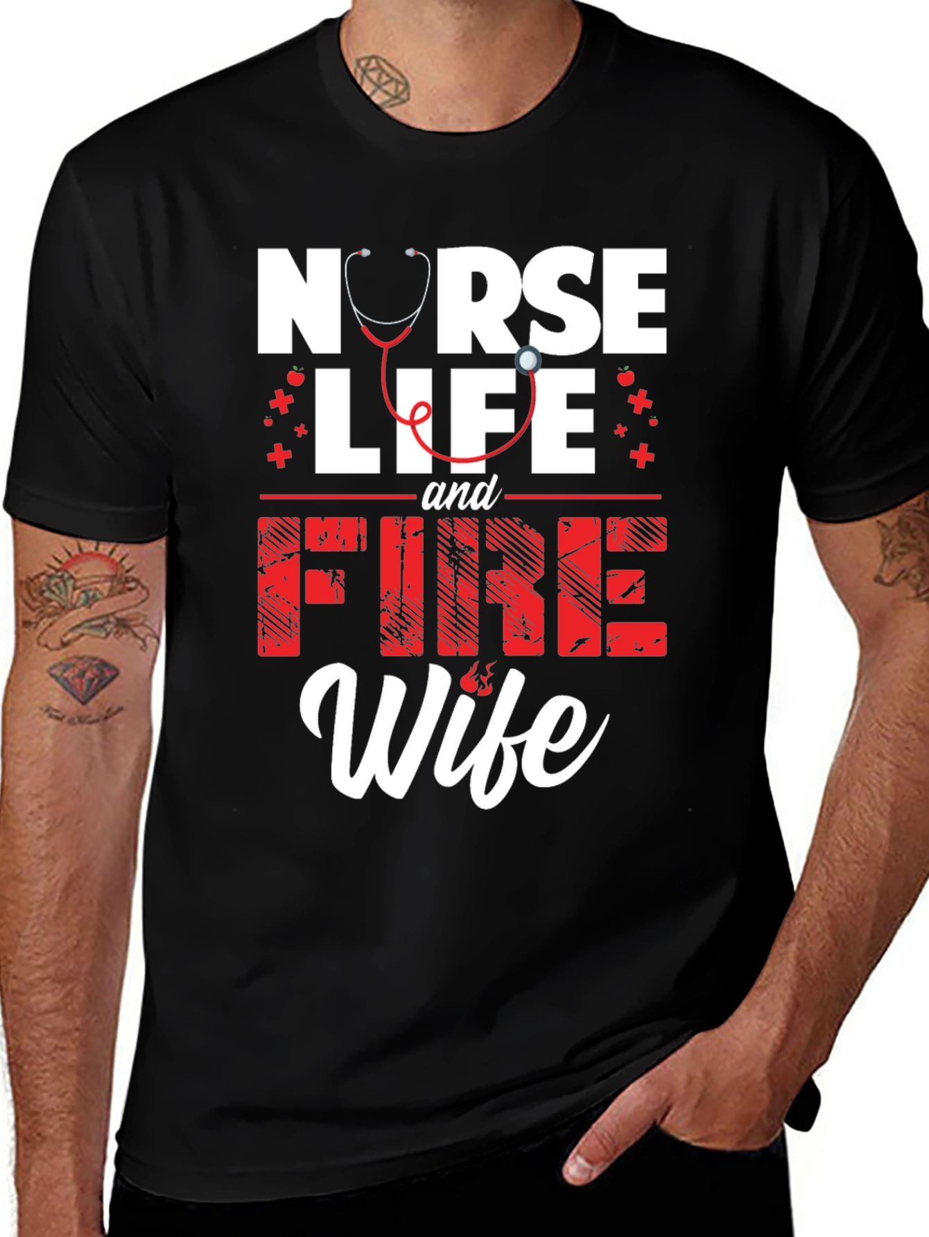 Nurse Life & Fire Wife Graphic T-Shirt