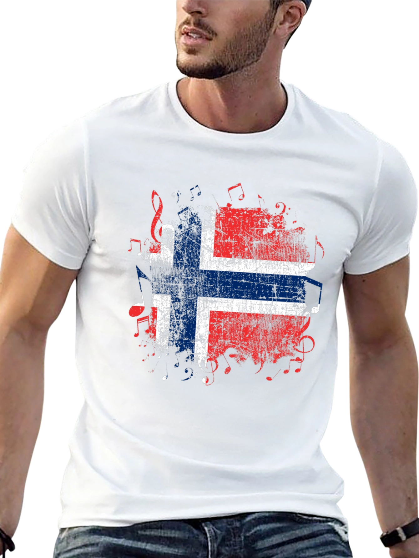 Norway Flag Music Notes Graphic T-Shirt