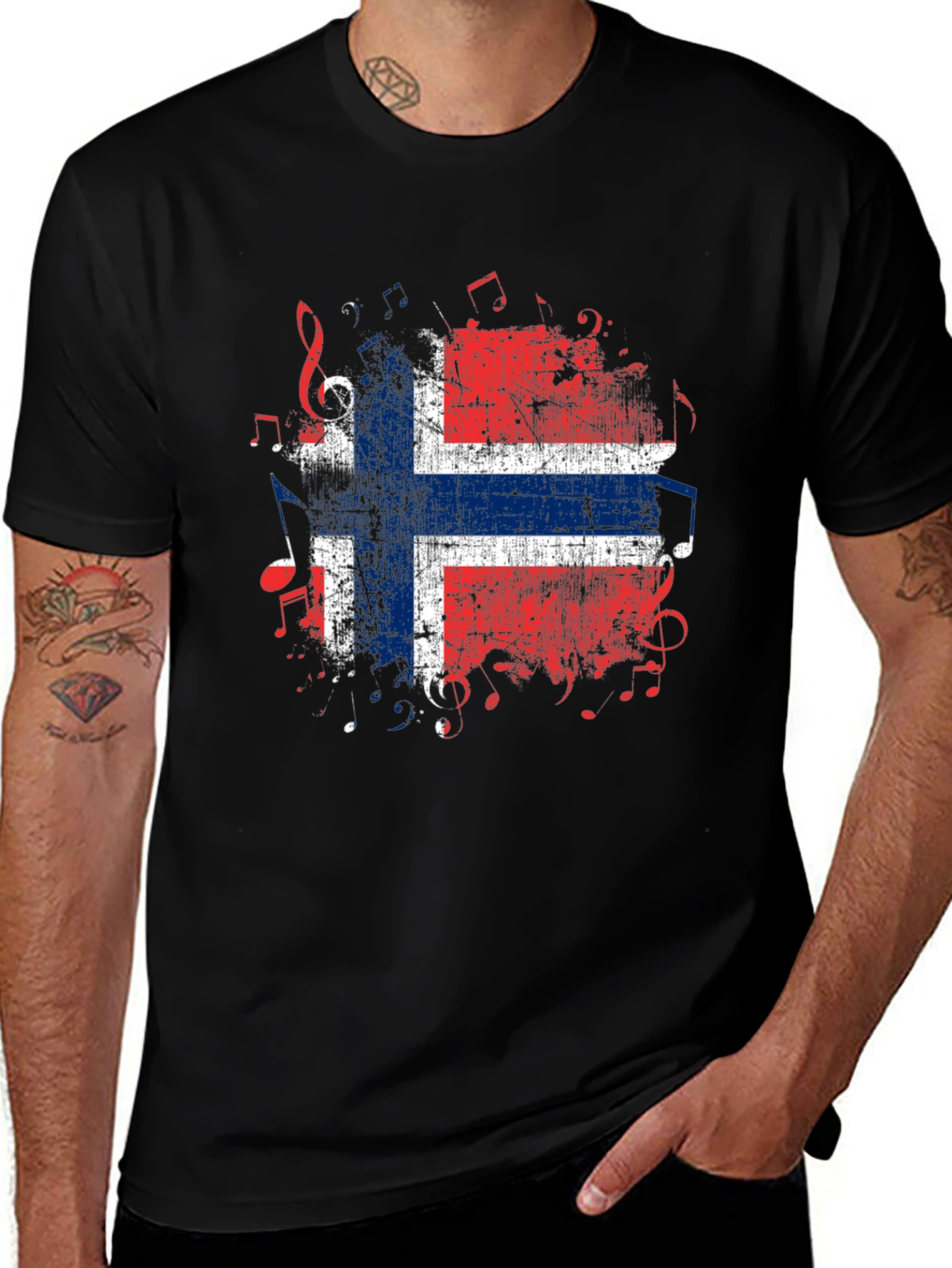 Norway Flag Music Notes Graphic T-Shirt