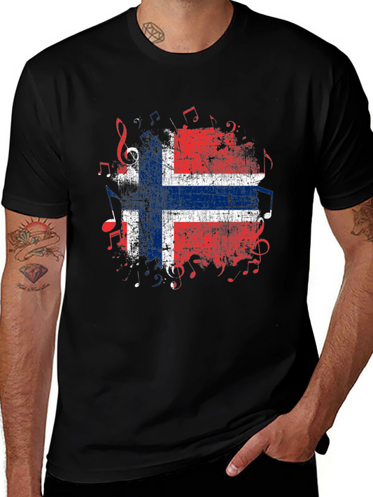 Norway Flag Music Notes Graphic T-Shirt