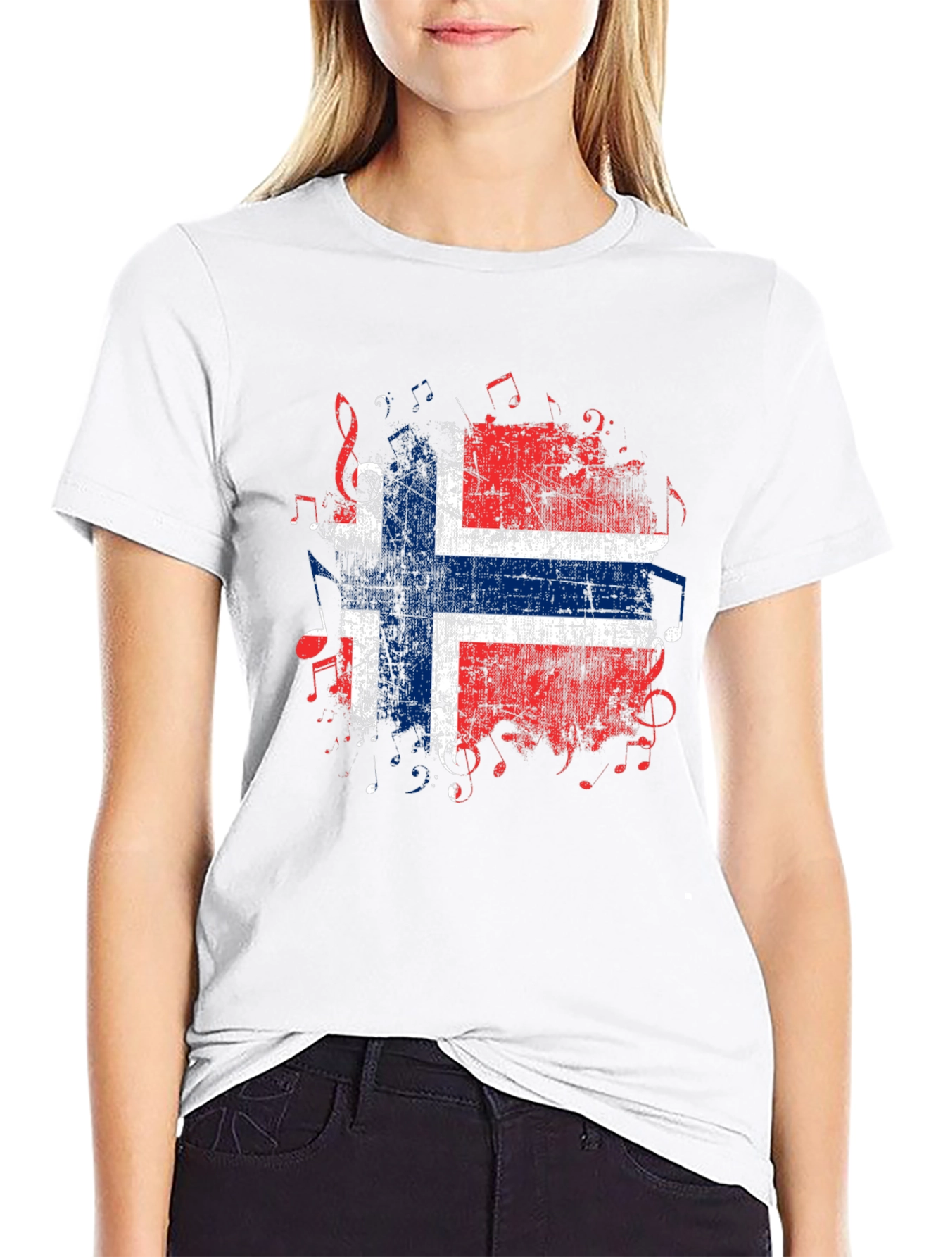 Norway Flag Music Notes Graphic T-Shirt