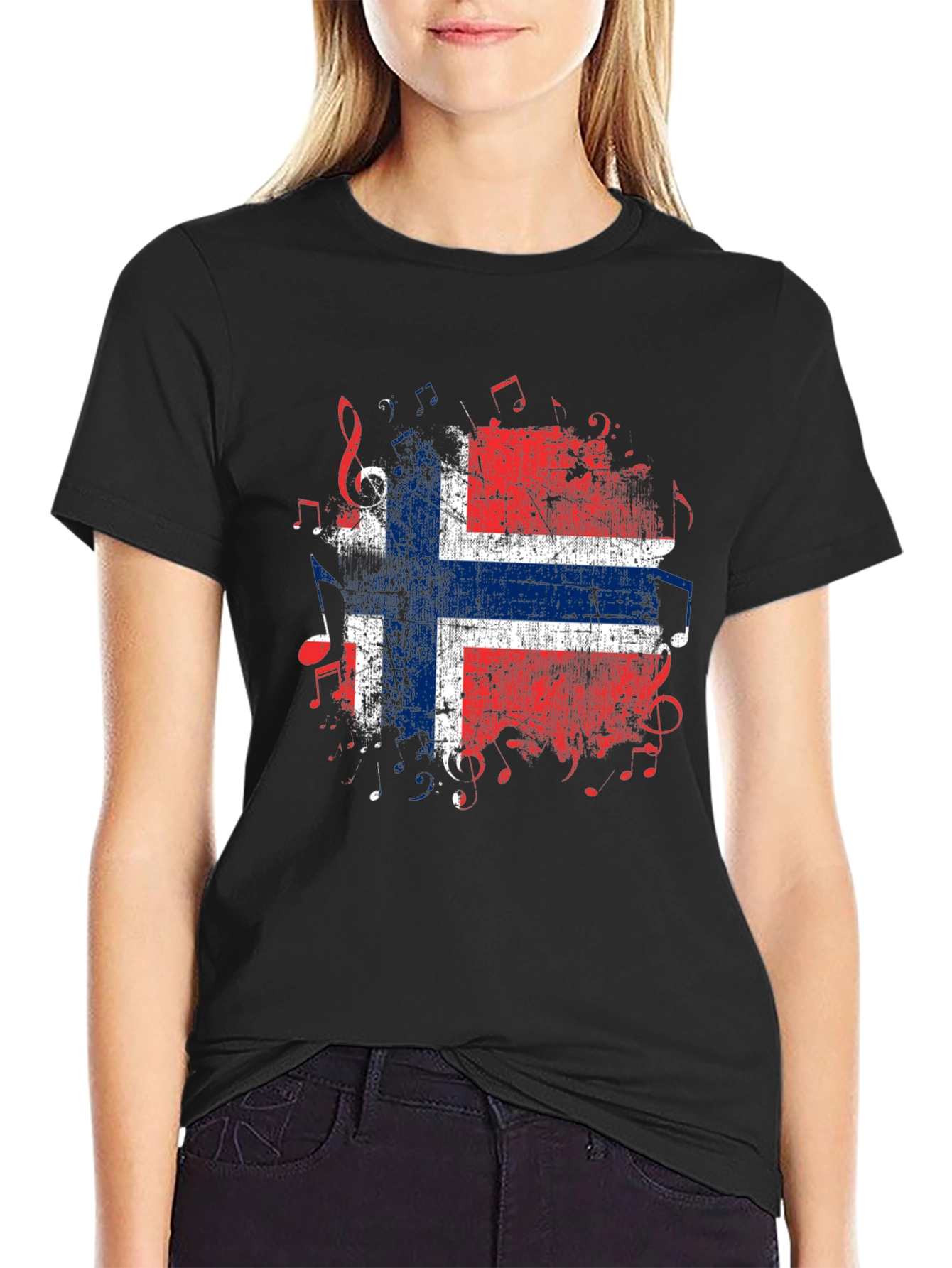 Norway Flag Music Notes Graphic T-Shirt